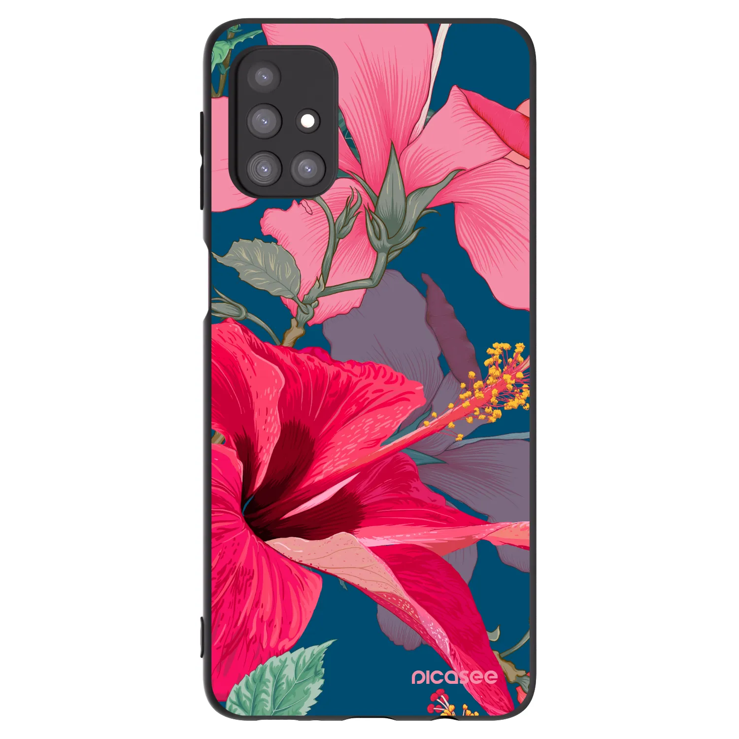 Picasee Samsung Galaxy M31s Hülle - Schwarzes Silikon - Hibiscus