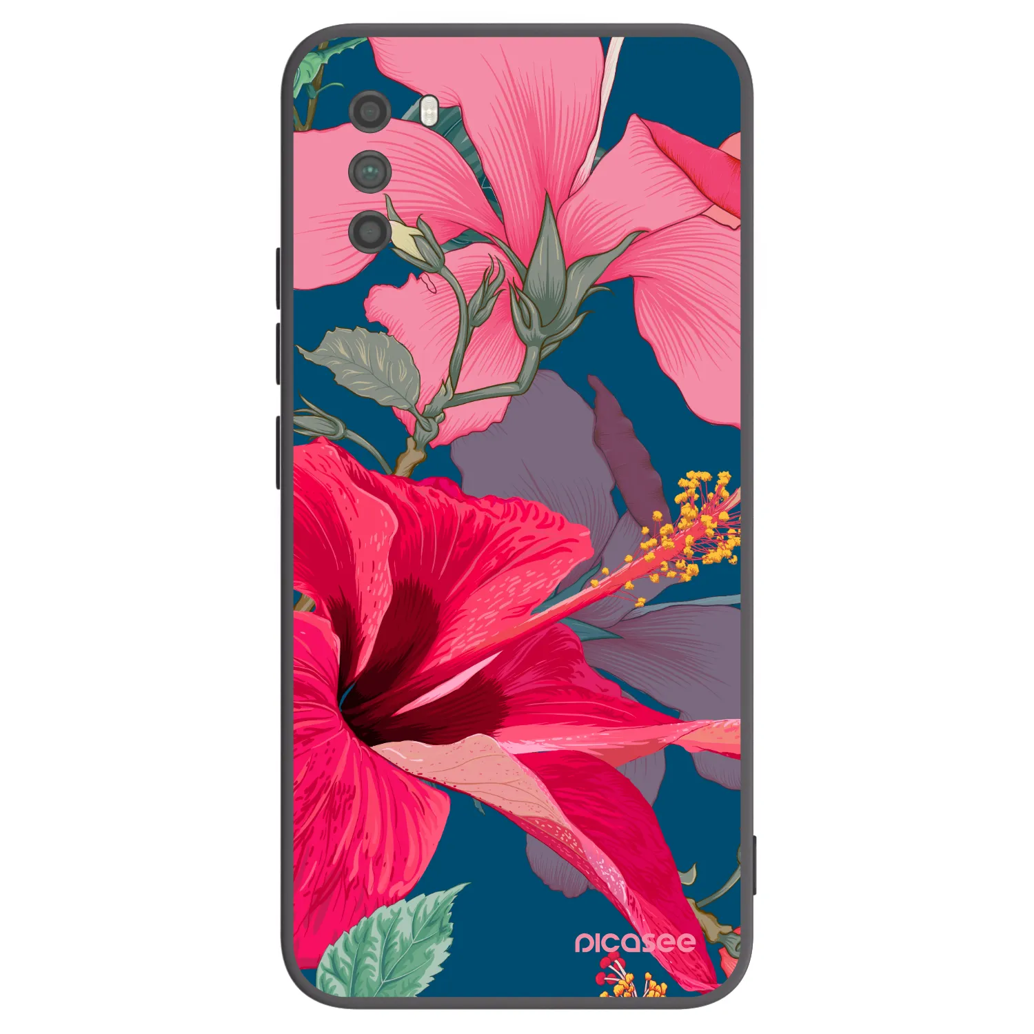 Picasee Xiaomi Poco M3 Hülle - Schwarzes Silikon - Hibiscus