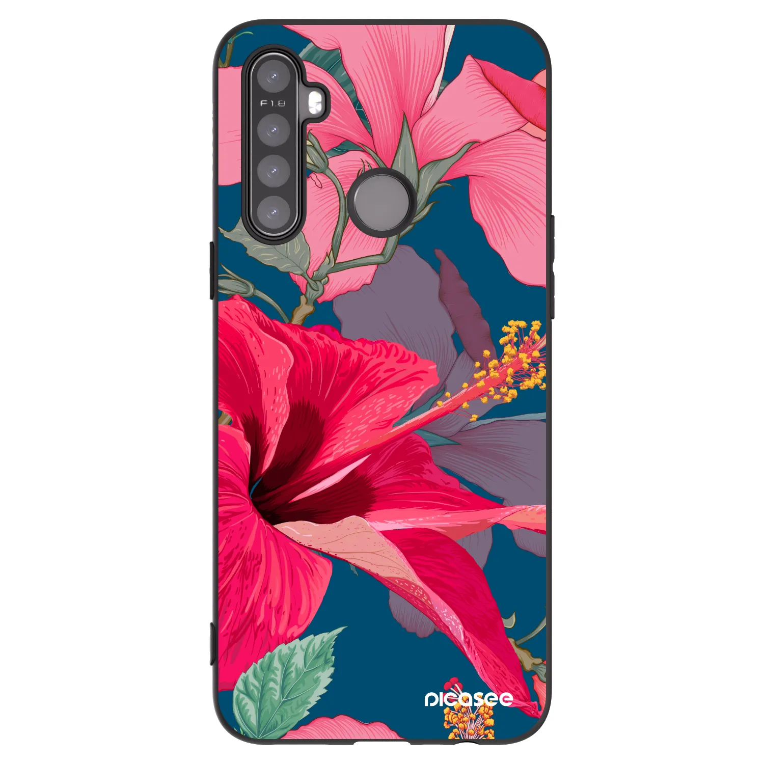Picasee Realme 6i Hülle - Schwarzes Silikon - Hibiscus