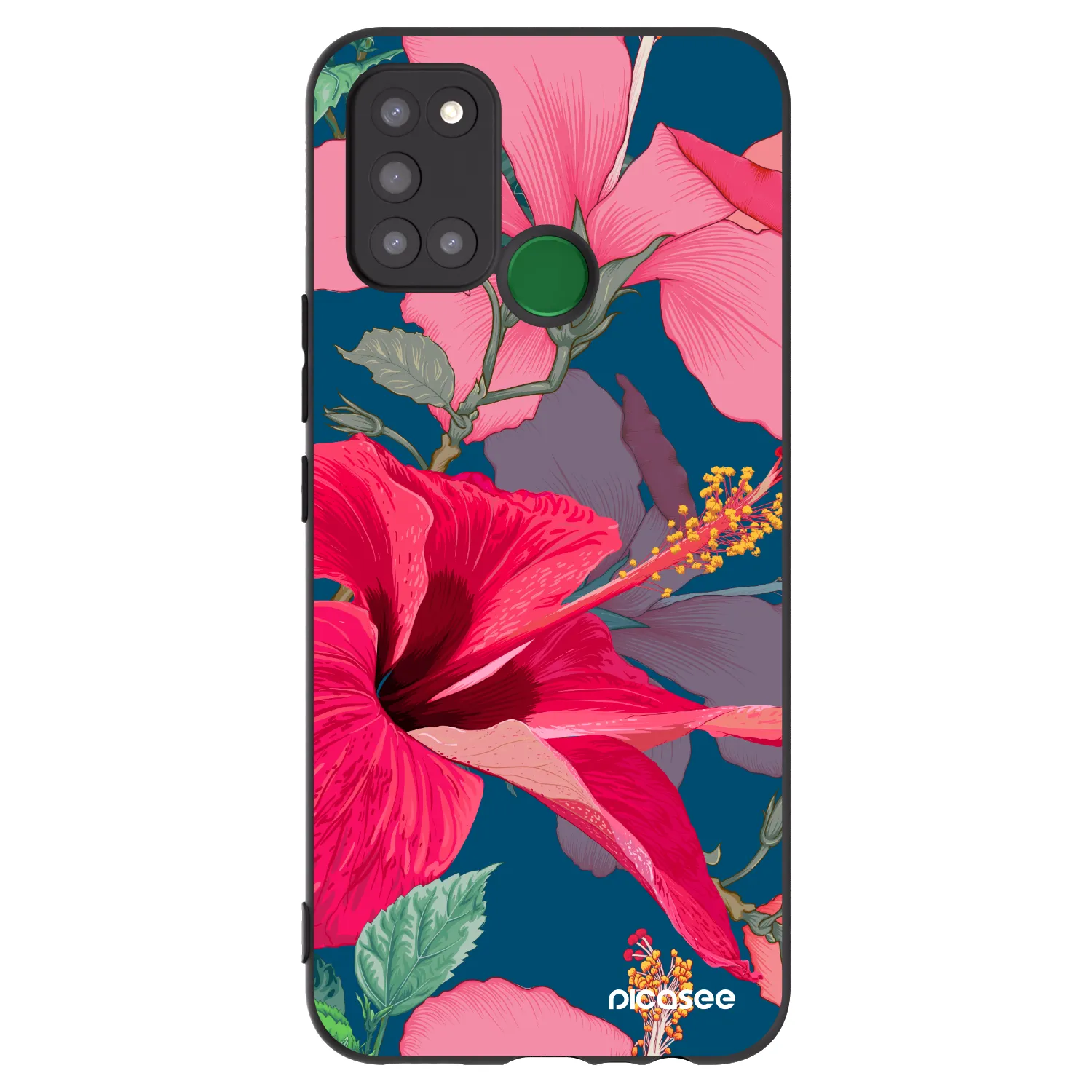 Picasee Realme 7i Hülle - Schwarzes Silikon - Hibiscus