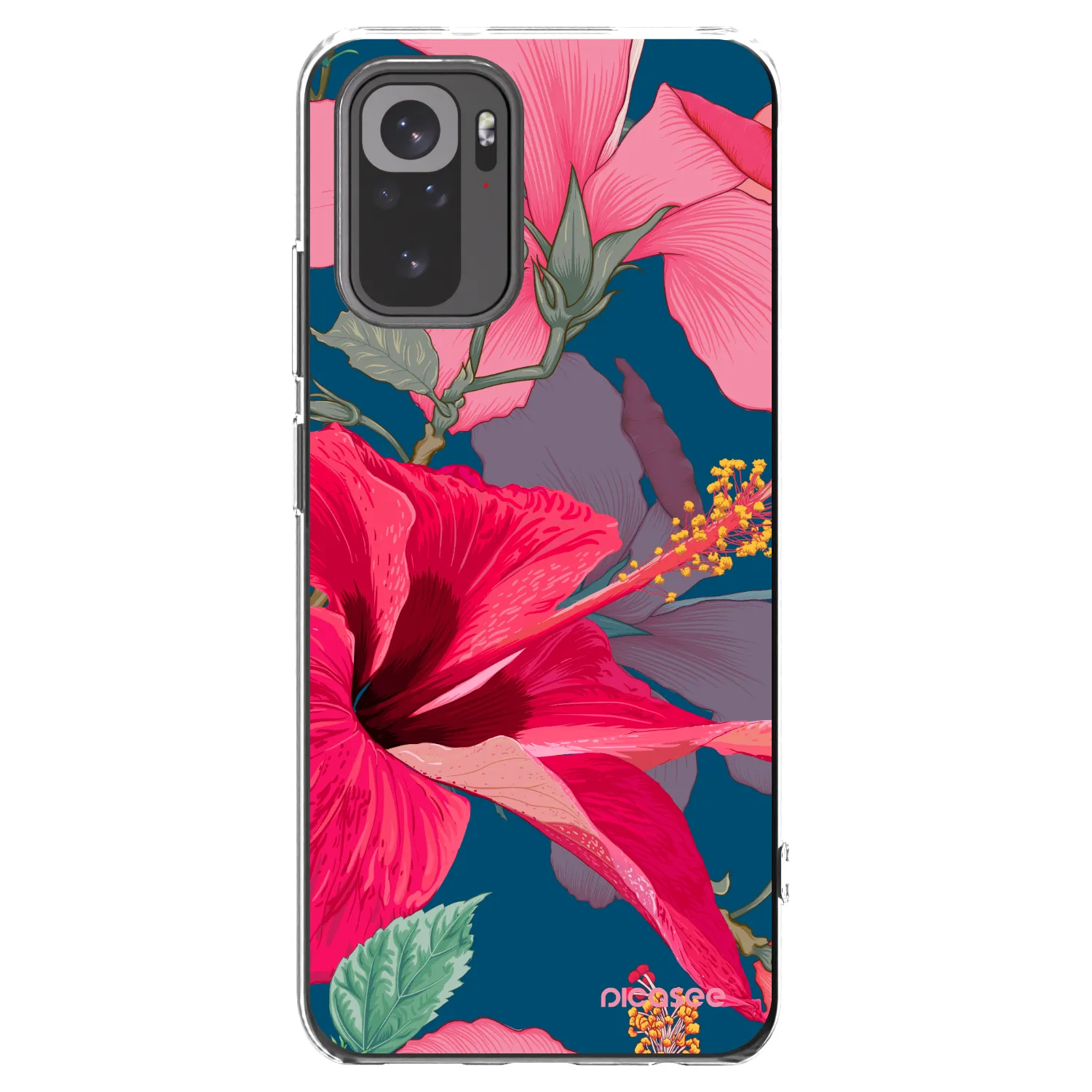 Picasee Xiaomi Redmi Note 10S Hülle - Transparentes Silikon - Hibiscus