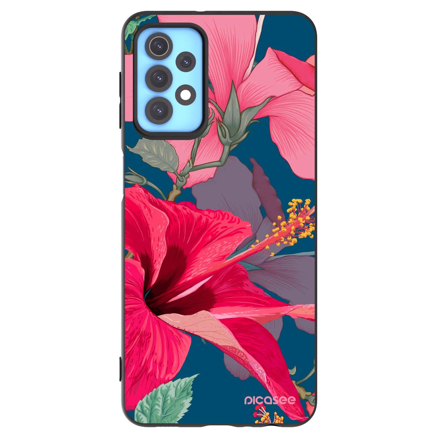 Picasee Samsung Galaxy A32 4G SM-A325F Hülle - Schwarzes Silikon - Hibiscus