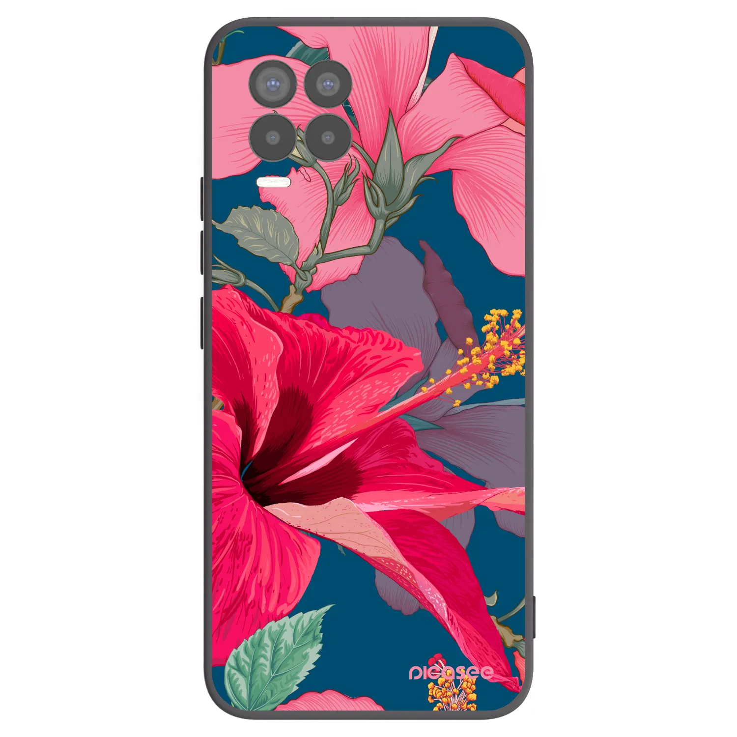 Picasee Realme 8 Pro Hülle - Schwarzes Silikon - Hibiscus