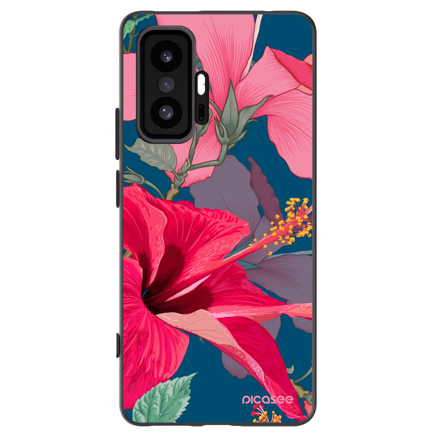 Picasee Xiaomi 11T Pro Hülle - Schwarzes Silikon - Hibiscus