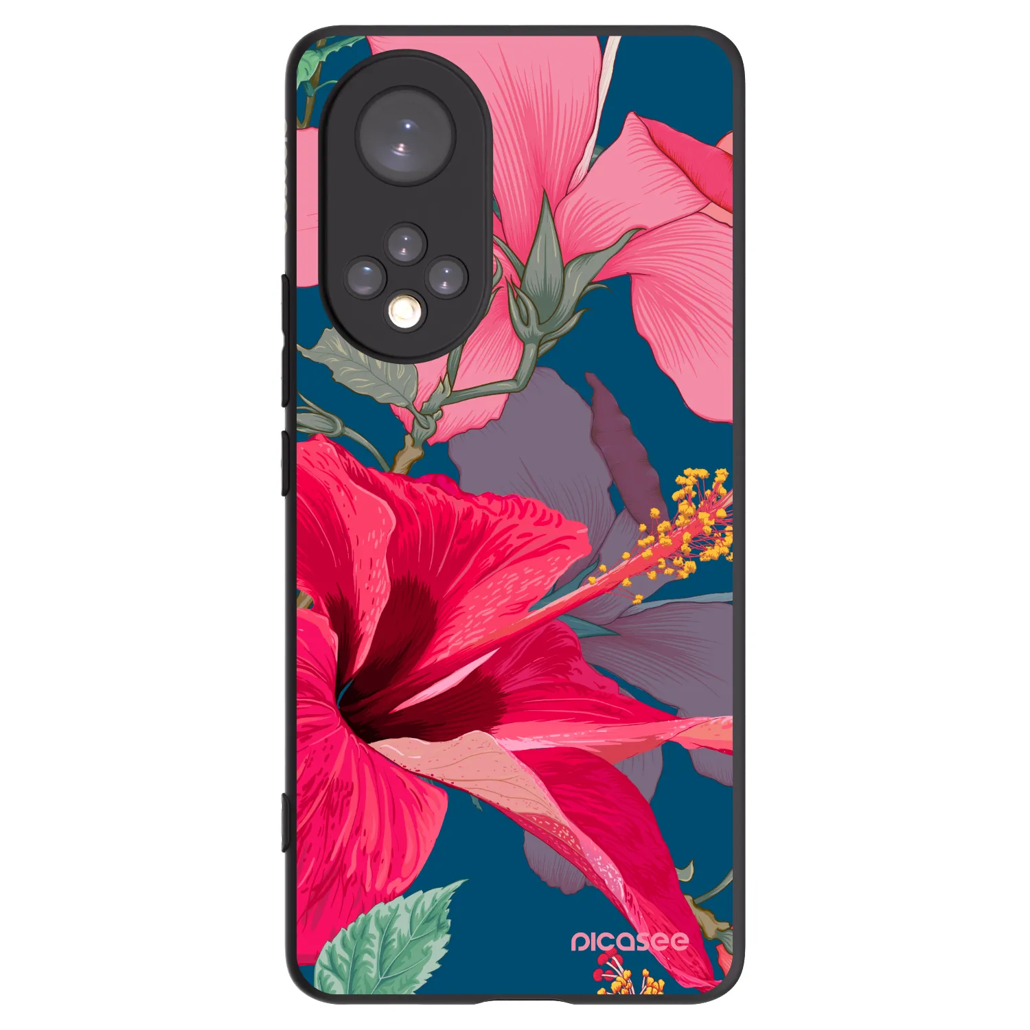 Picasee Huawei Nova 9 Hülle - Schwarzes Silikon - Hibiscus