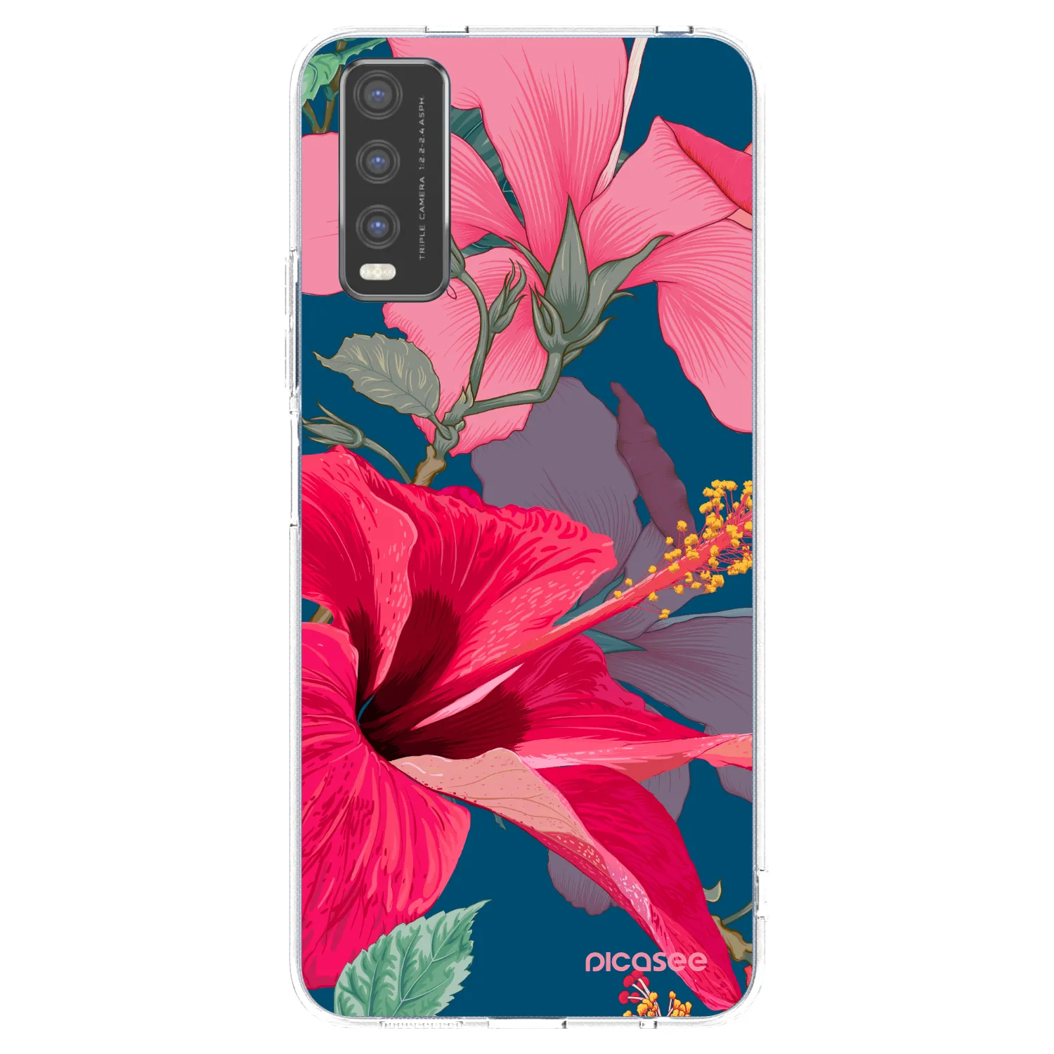 Picasee Vivo Y20s Hülle - Transparentes Silikon - Hibiscus