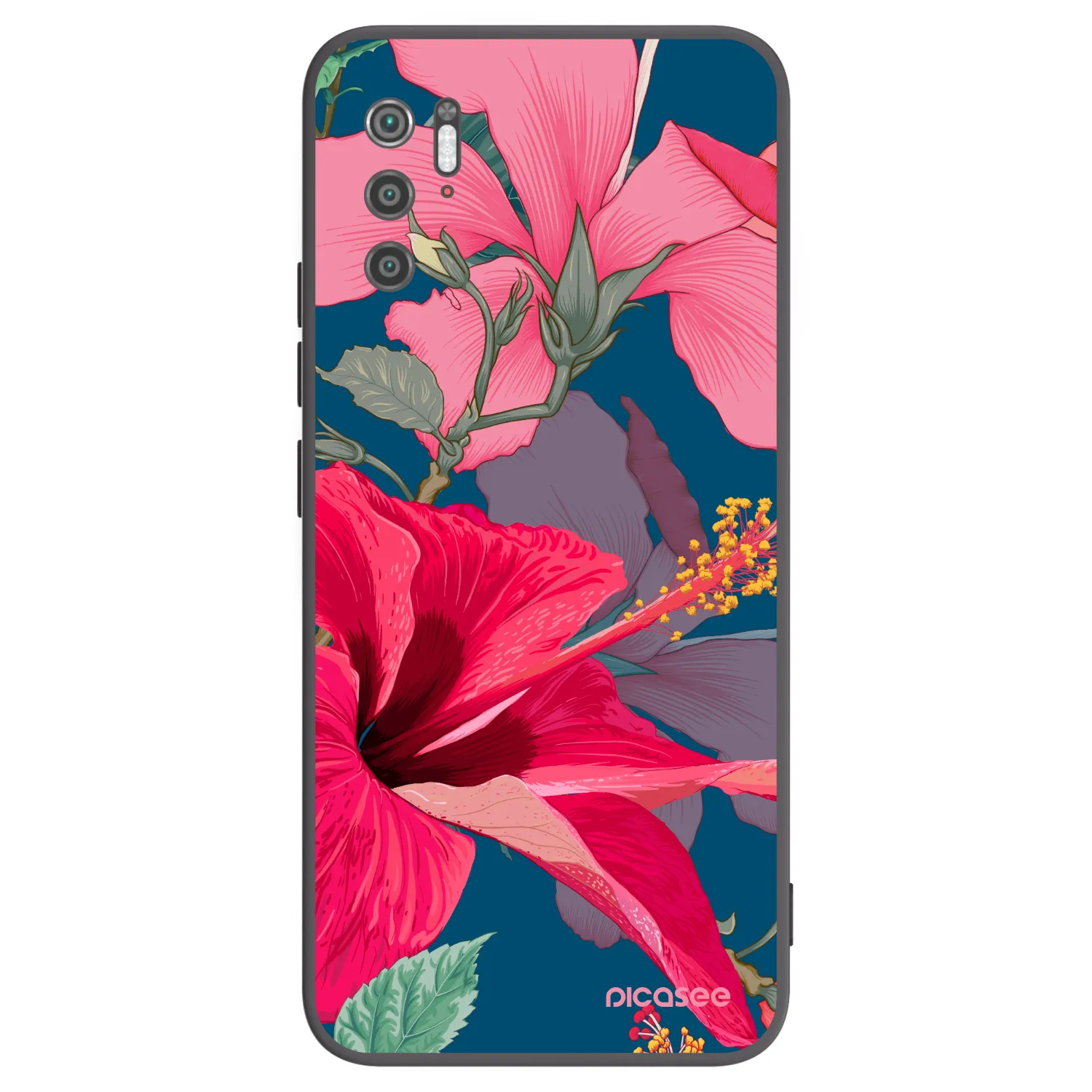 Picasee Xiaomi Poco M3 Pro 5G Hülle - Schwarzes Silikon - Hibiscus