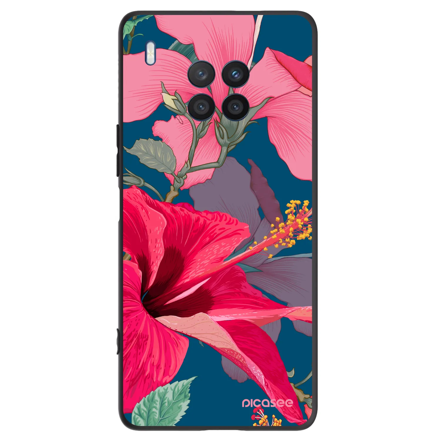 Picasee Honor 50 Lite Hülle - Schwarzes Silikon - Hibiscus