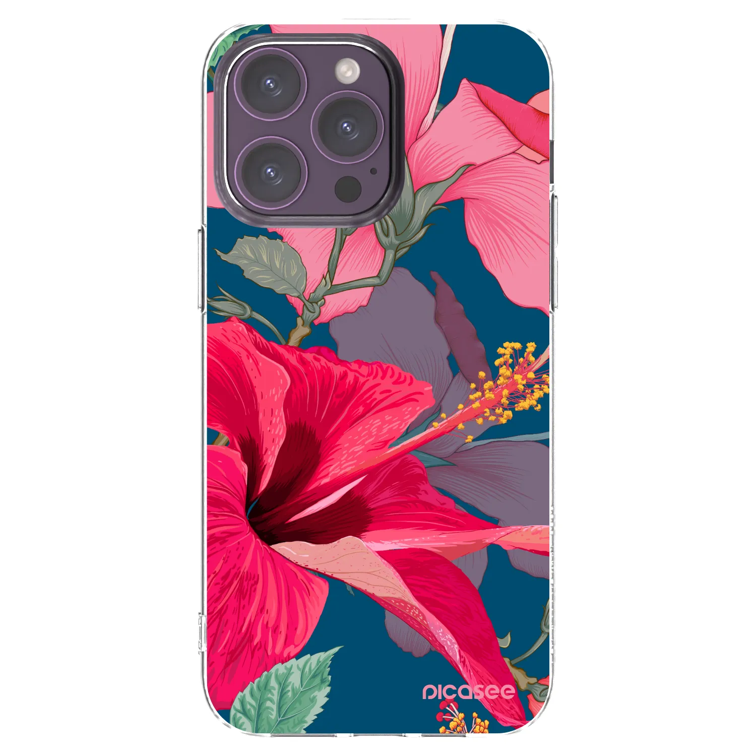 Picasee Apple iPhone 14 Pro Max Hülle - Transparentes Silikon - Hibiscus