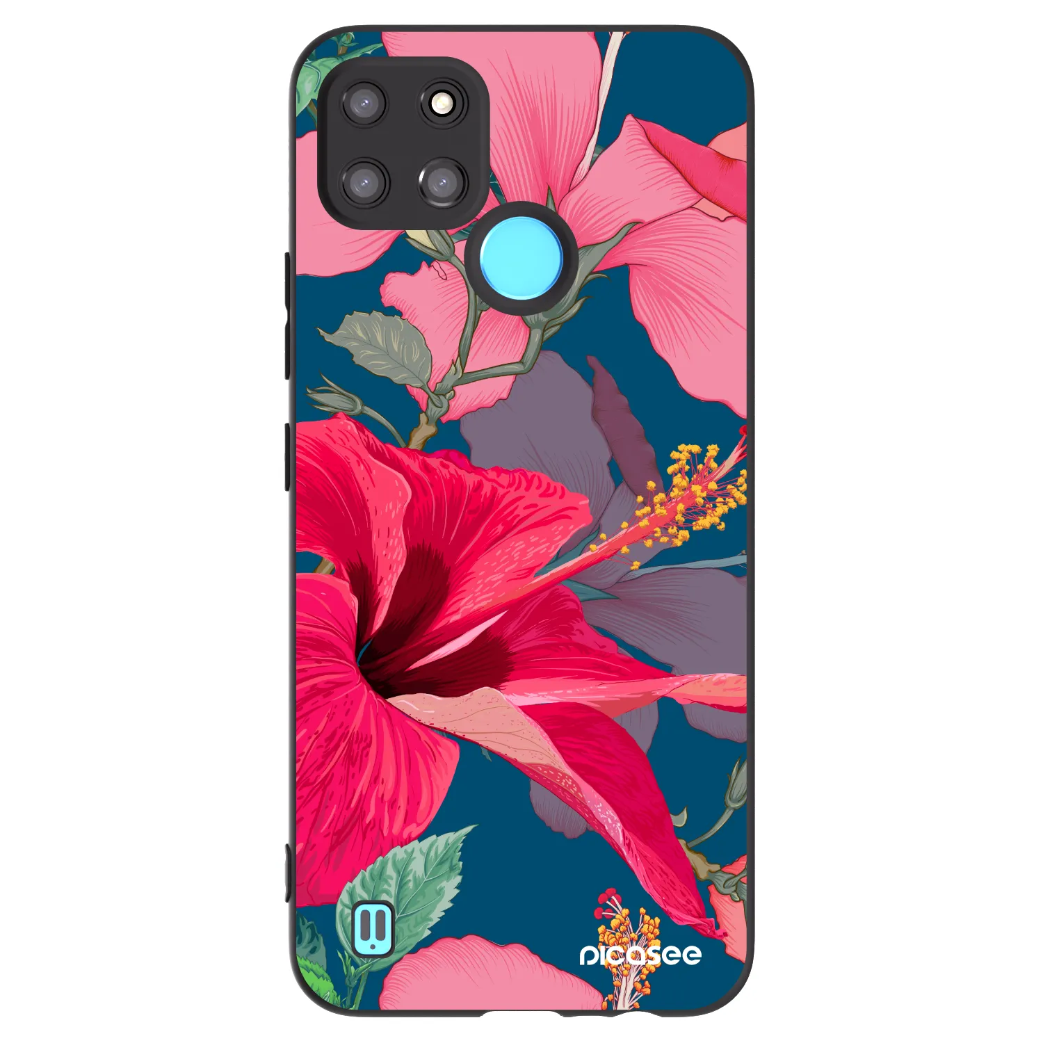 Picasee Realme C21Y Hülle - Schwarzes Silikon - Hibiscus