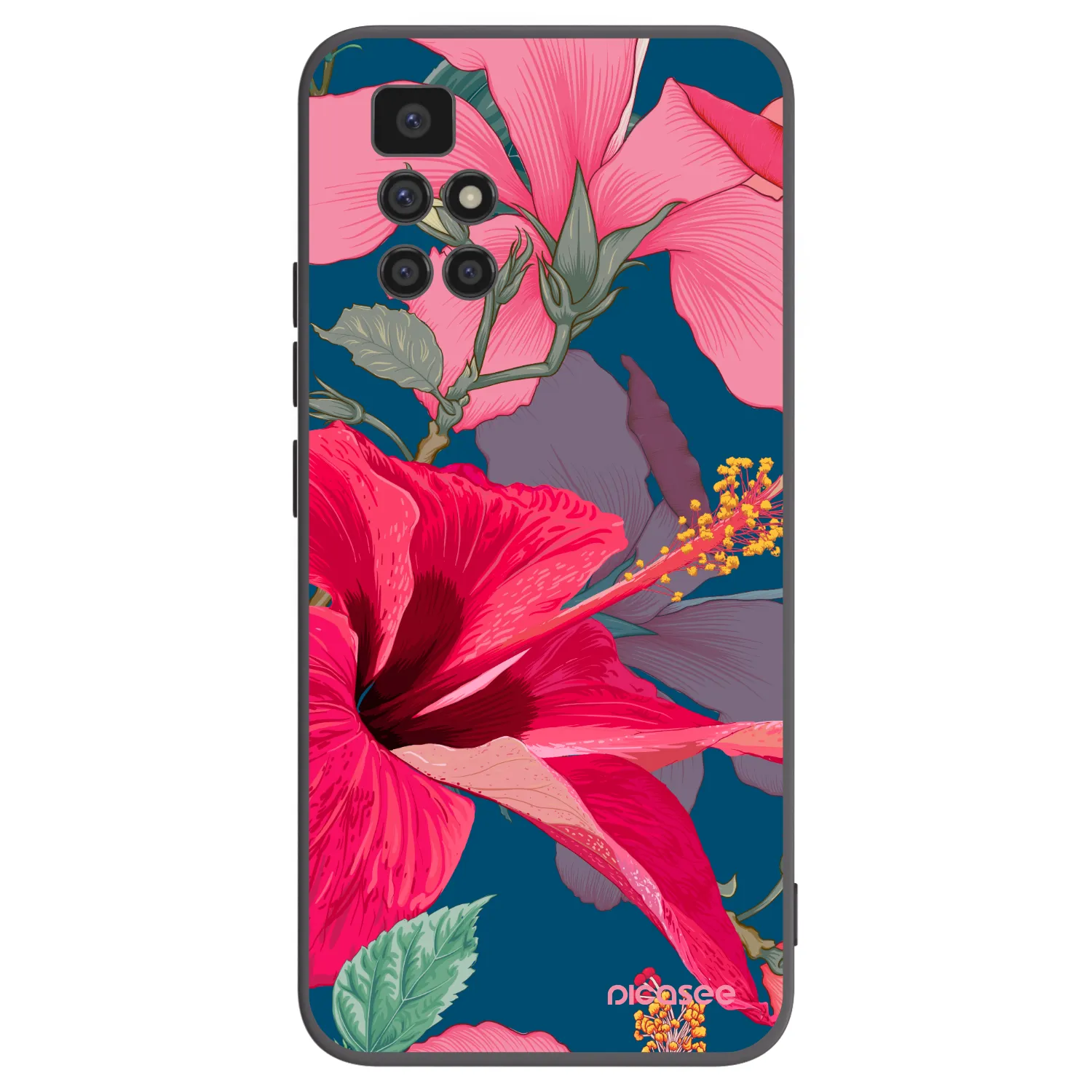 Picasee Xiaomi Redmi 10 (2022) Hülle - Schwarzes Silikon - Hibiscus