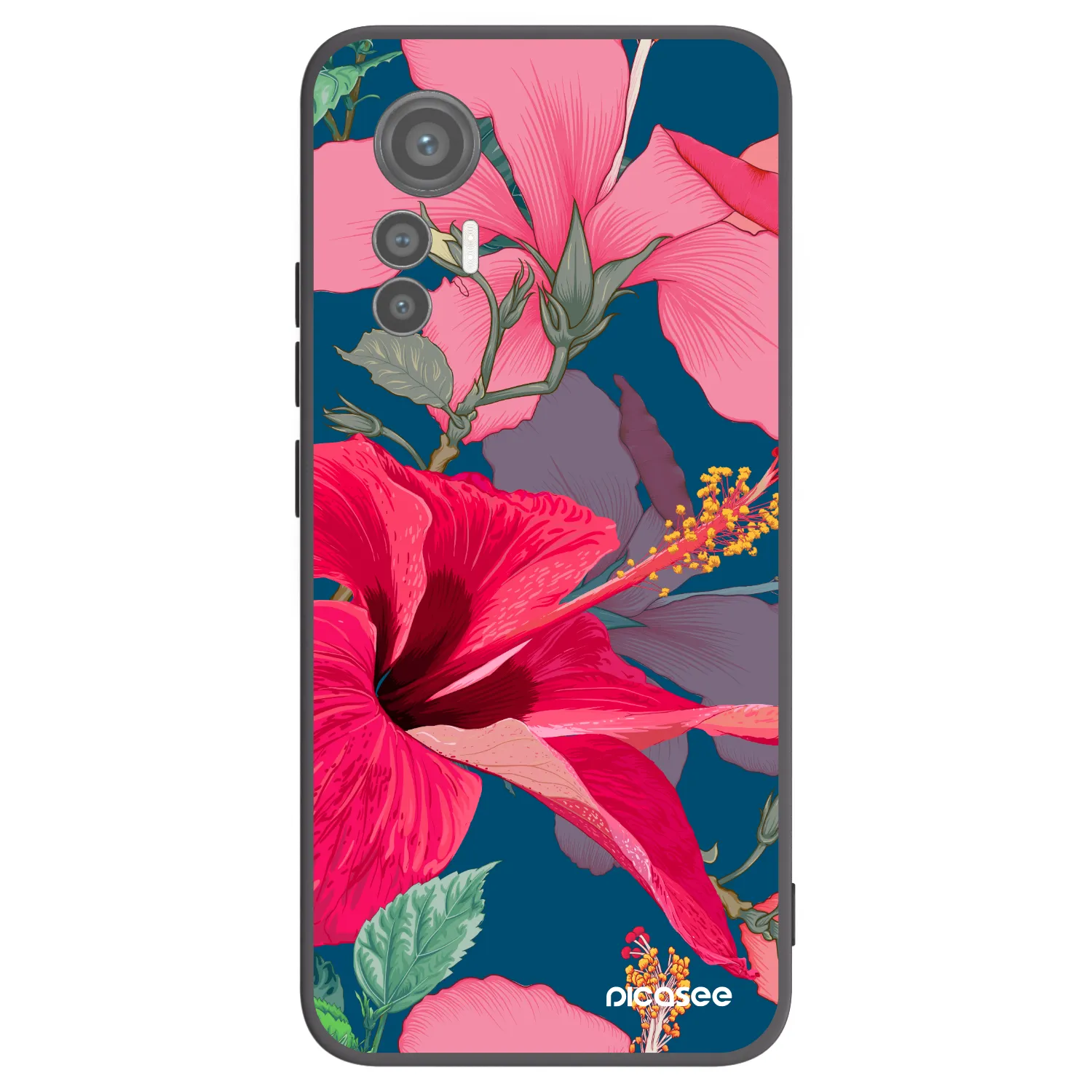 Picasee Xiaomi 12 Lite Hülle - Schwarzes Silikon - Hibiscus