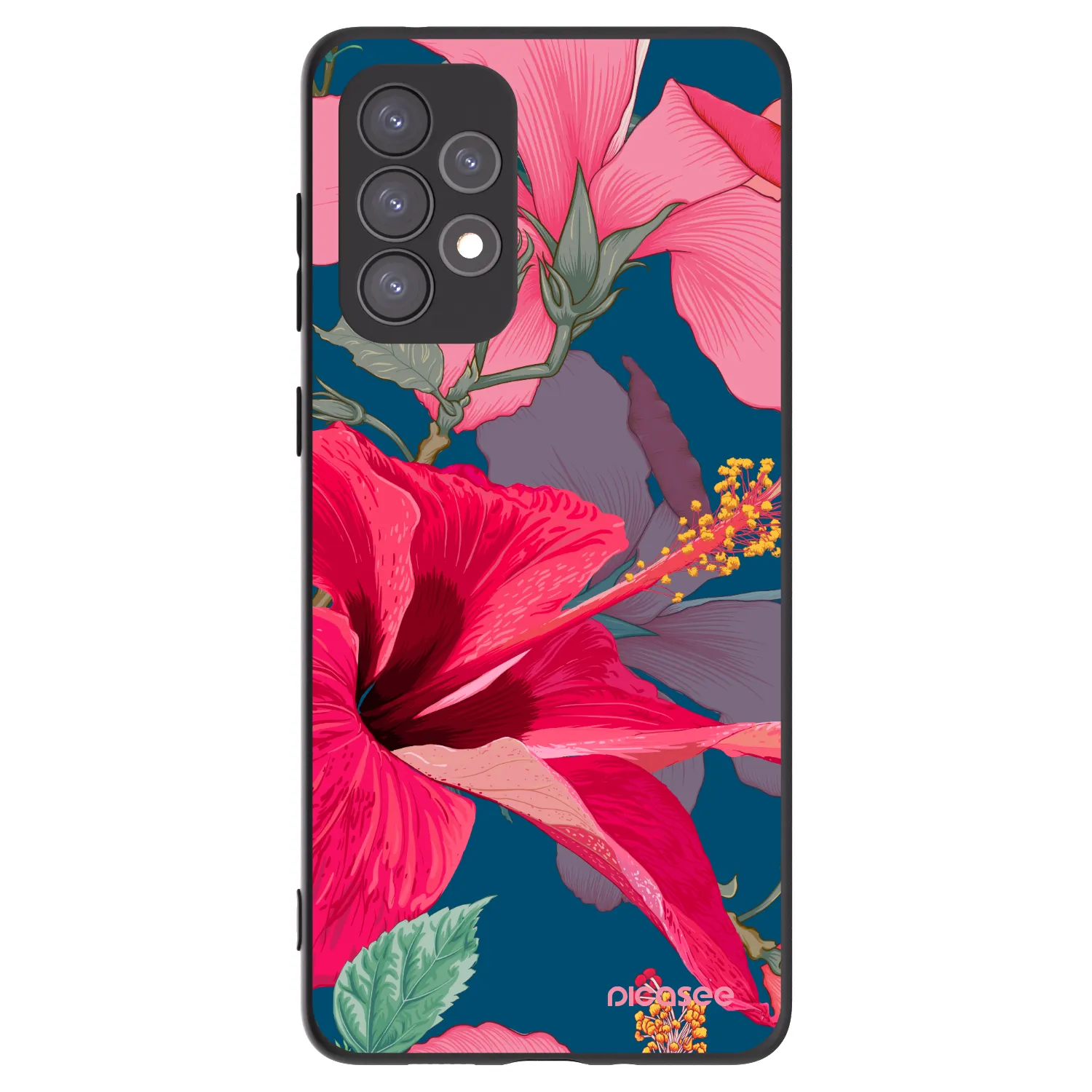 Picasee Samsung Galaxy A73 5G Hülle - Schwarzes Silikon - Hibiscus