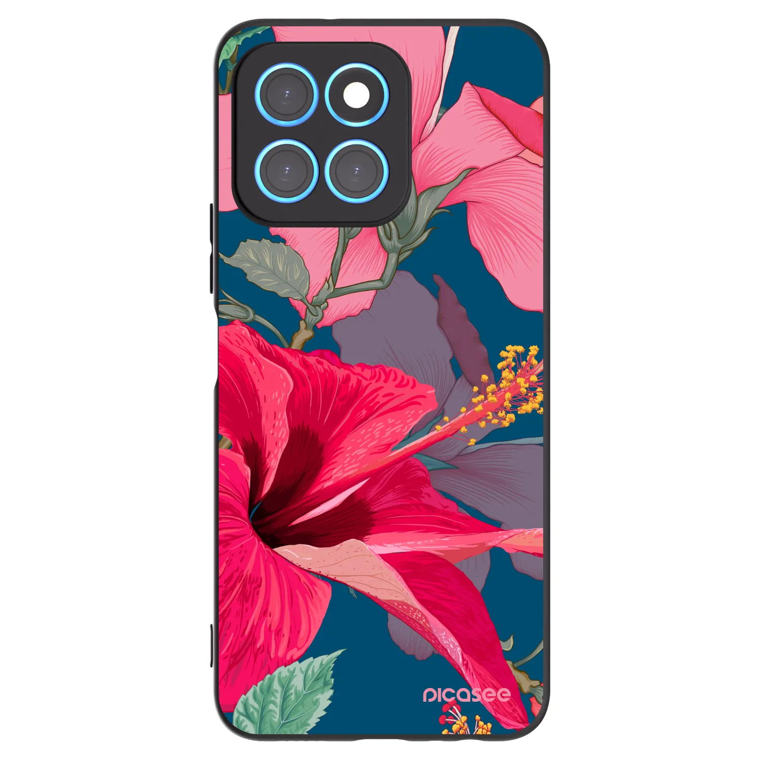 Picasee Honor X8 5G Hülle - Schwarzes Silikon - Hibiscus