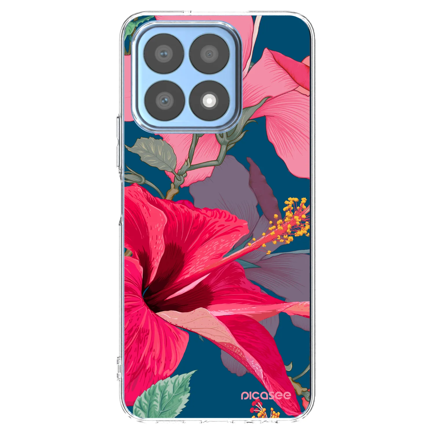 Picasee Honor X8a Hülle - Transparentes Silikon - Hibiscus