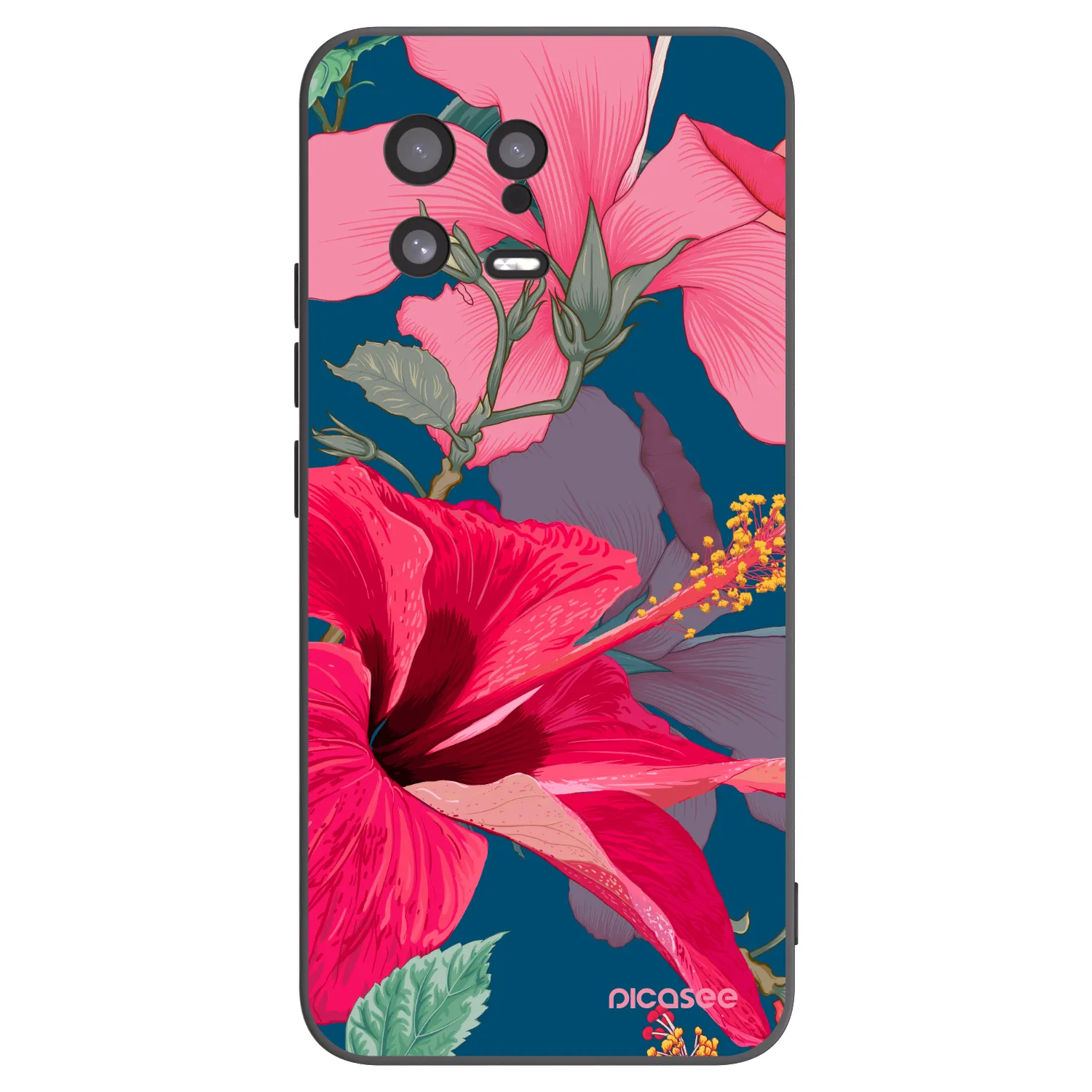 Picasee Xiaomi 13 Hülle - Schwarzes Silikon - Hibiscus
