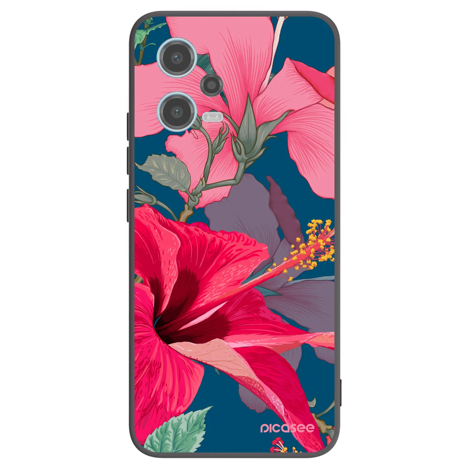 Picasee Xiaomi Redmi Note 12 5G Hülle - Schwarzes Silikon - Hibiscus