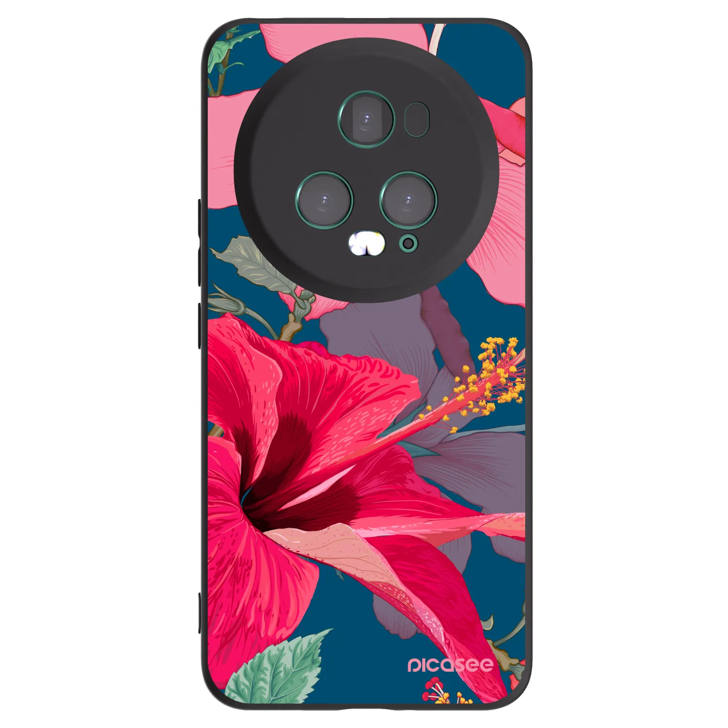 Picasee Honor Magic5 Pro Hülle - Schwarzes Silikon - Hibiscus