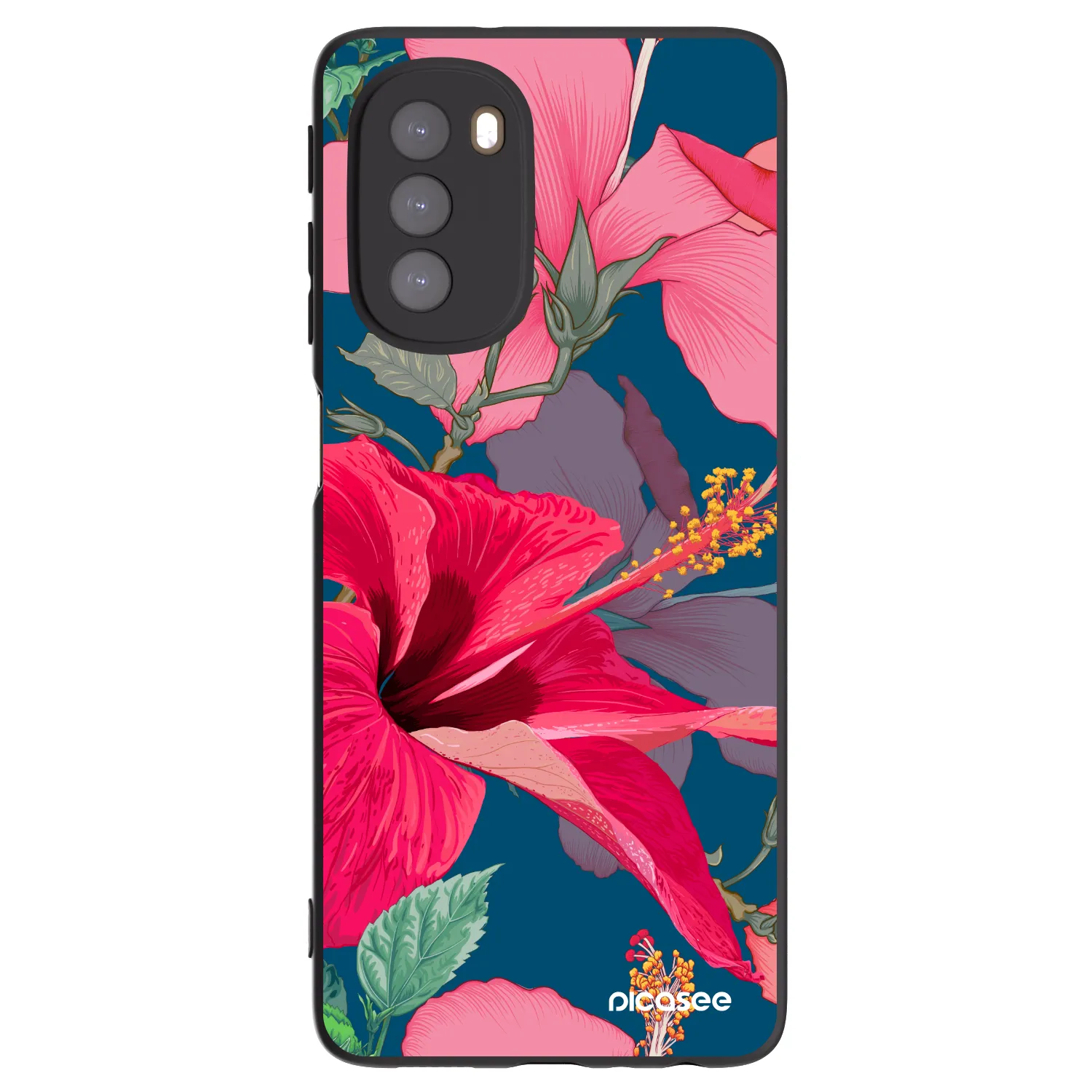 Picasee Motorola Moto G51 Hülle - Schwarzes Silikon - Hibiscus