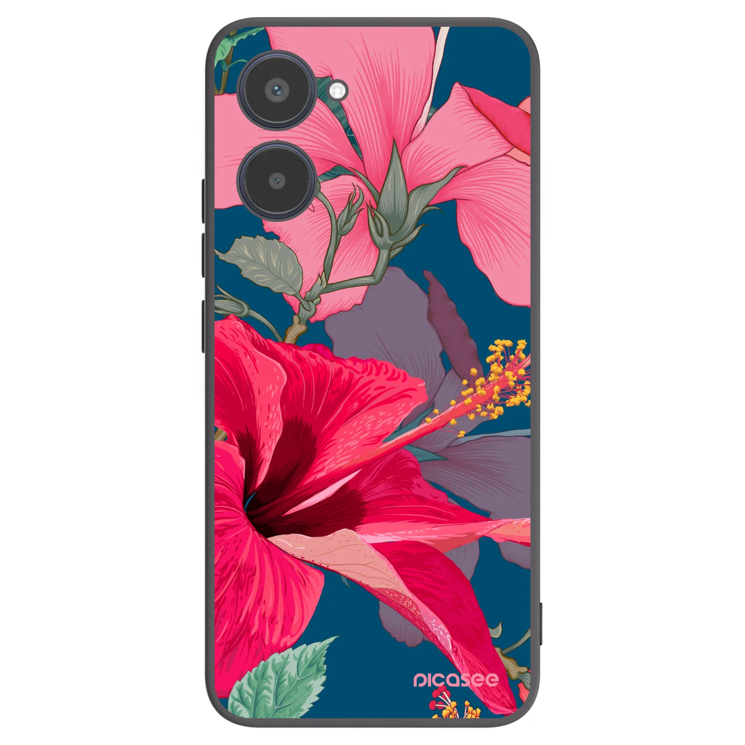 Picasee Realme 10 4G Hülle - Schwarzes Silikon - Hibiscus