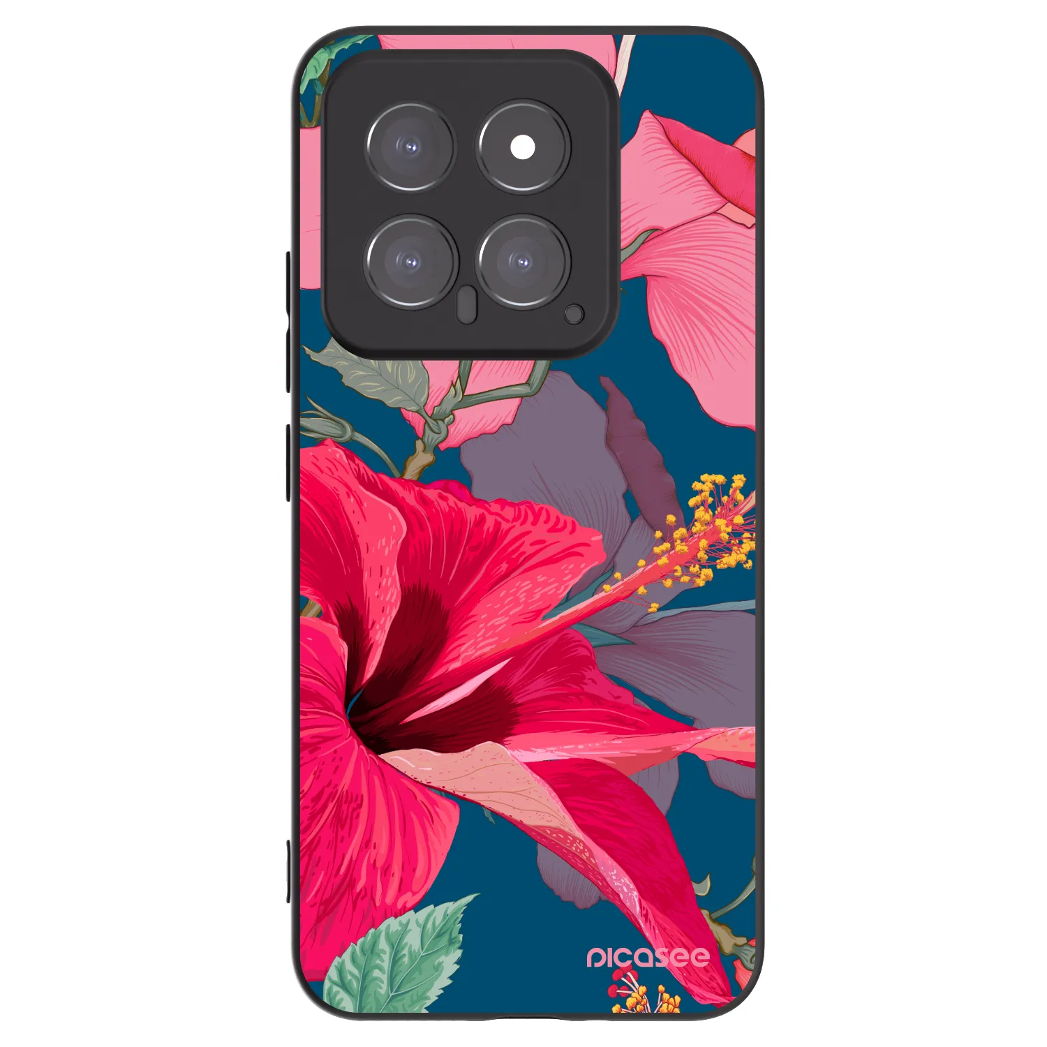 Picasee Xiaomi 14 Hülle - Schwarzes Silikon - Hibiscus