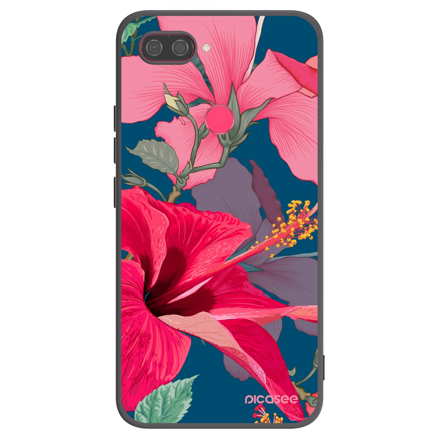 Picasee Xiaomi Mi 8 Lite Hülle - Schwarzes Silikon - Hibiscus
