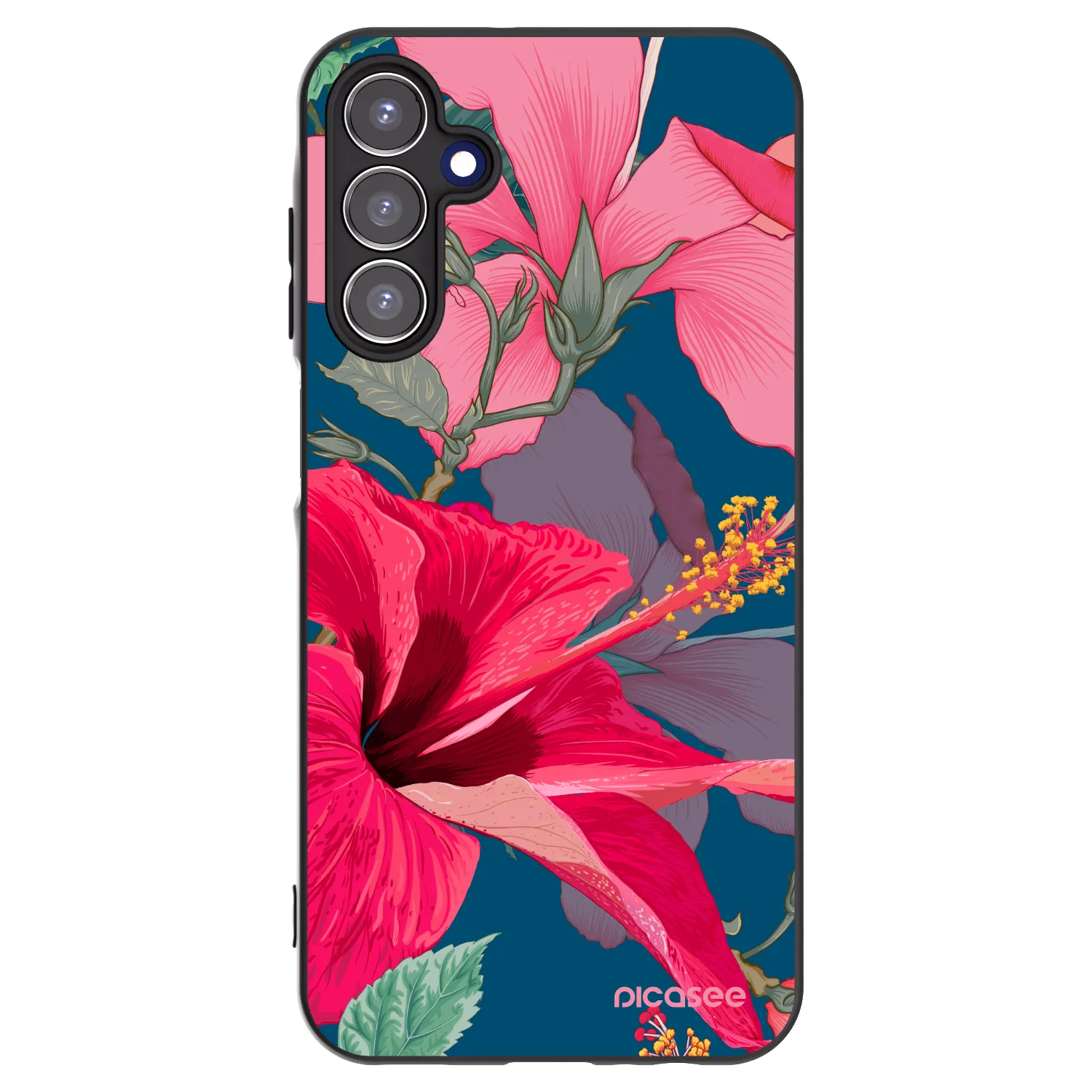 Picasee Samsung Galaxy A15 A156B 5G Hülle - Schwarzes Silikon - Hibiscus