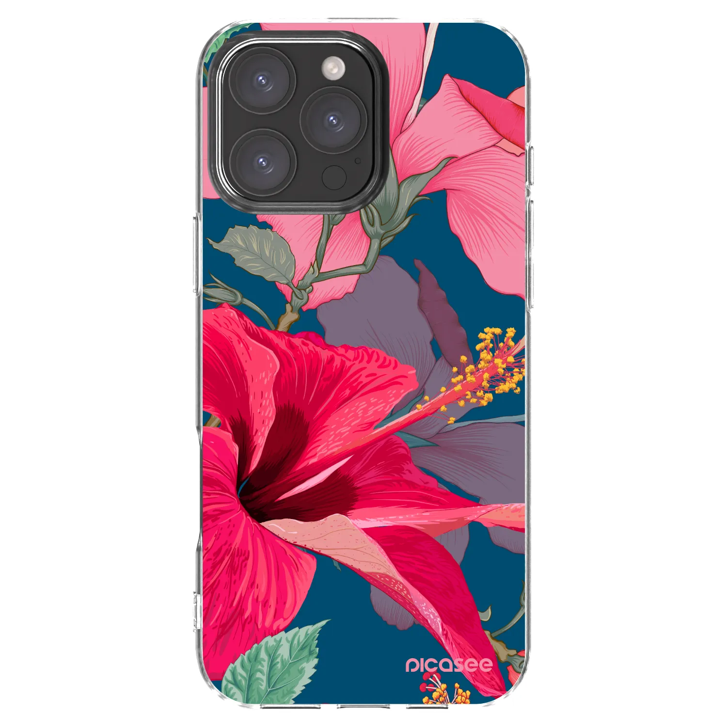 Picasee Apple iPhone 16 Pro Max Hülle - Transparentes Silikon - Hibiscus