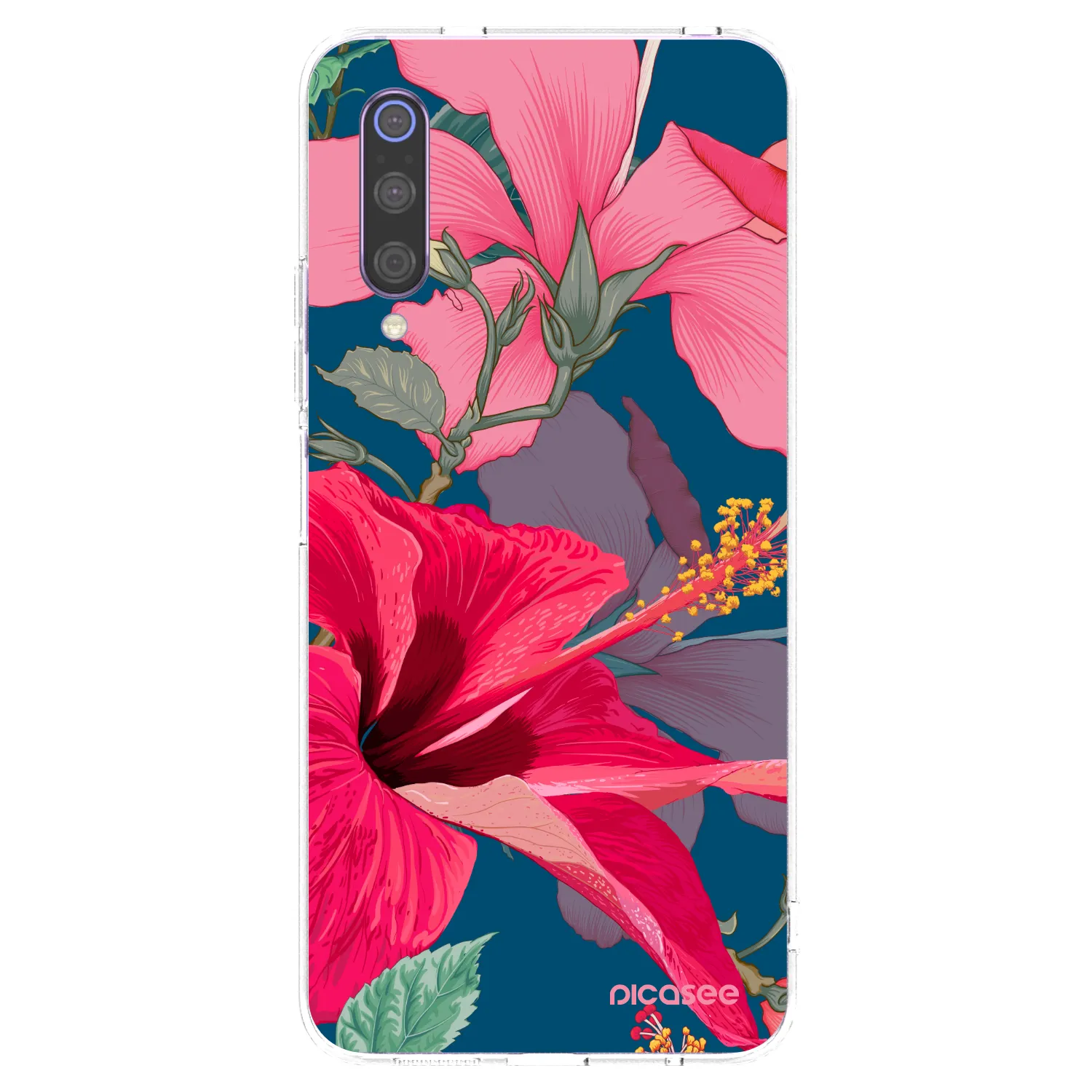 Picasee Xiaomi Mi 9 Hülle - Transparentes Silikon - Hibiscus