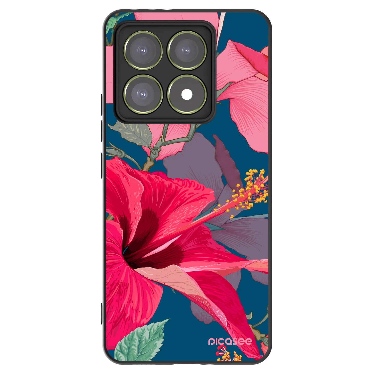 Picasee Xiaomi 14T Hülle - Schwarzes Silikon - Hibiscus