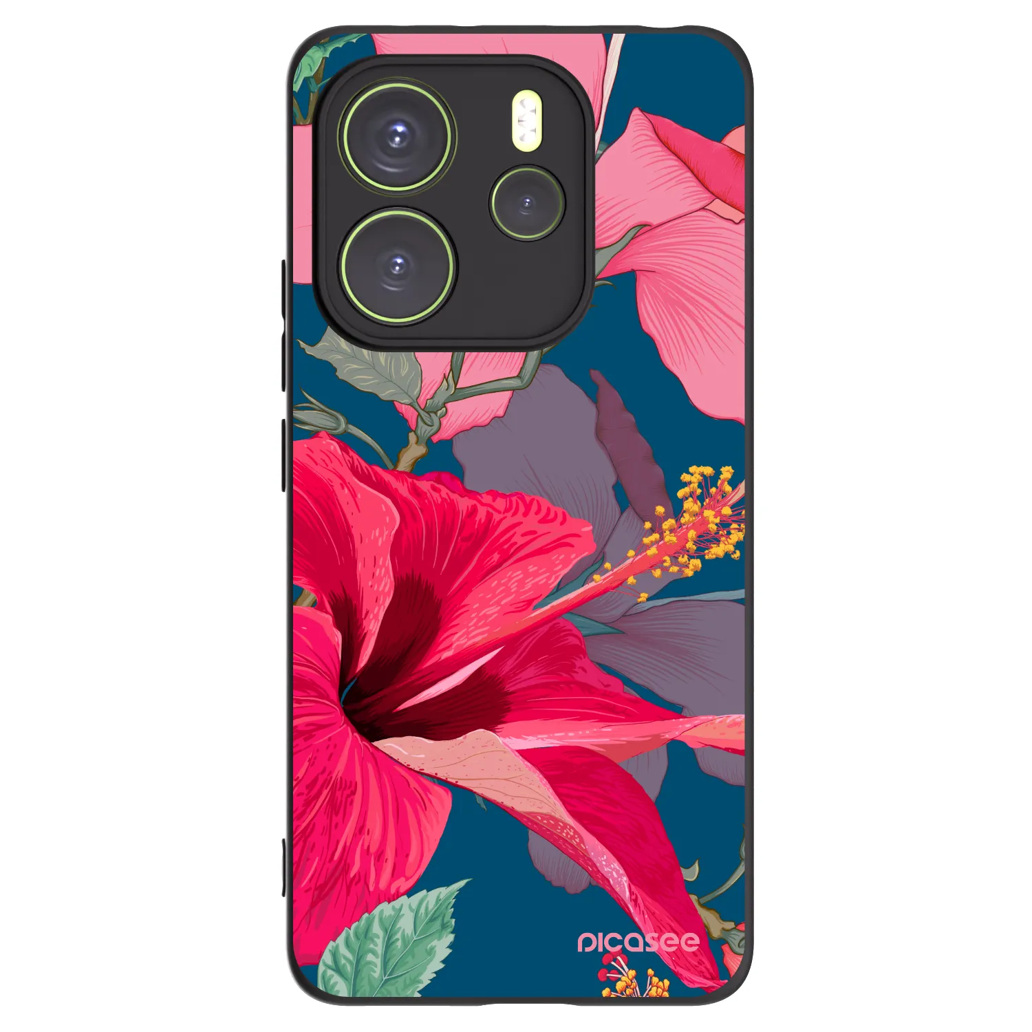 Picasee Xiaomi Redmi Note 14 4G Hülle - Schwarzes Silikon - Hibiscus