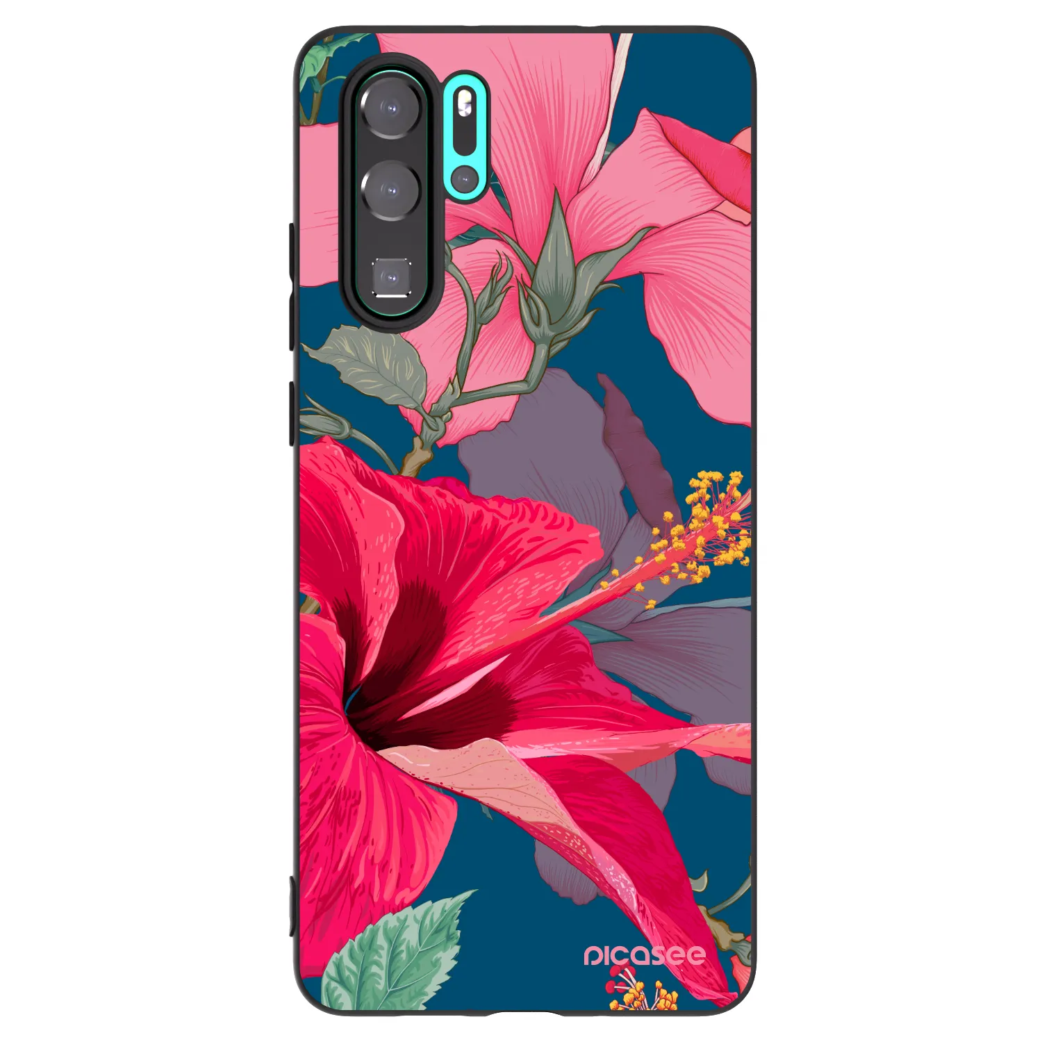 Picasee Huawei P30 Pro Hülle - Schwarzes Silikon - Hibiscus