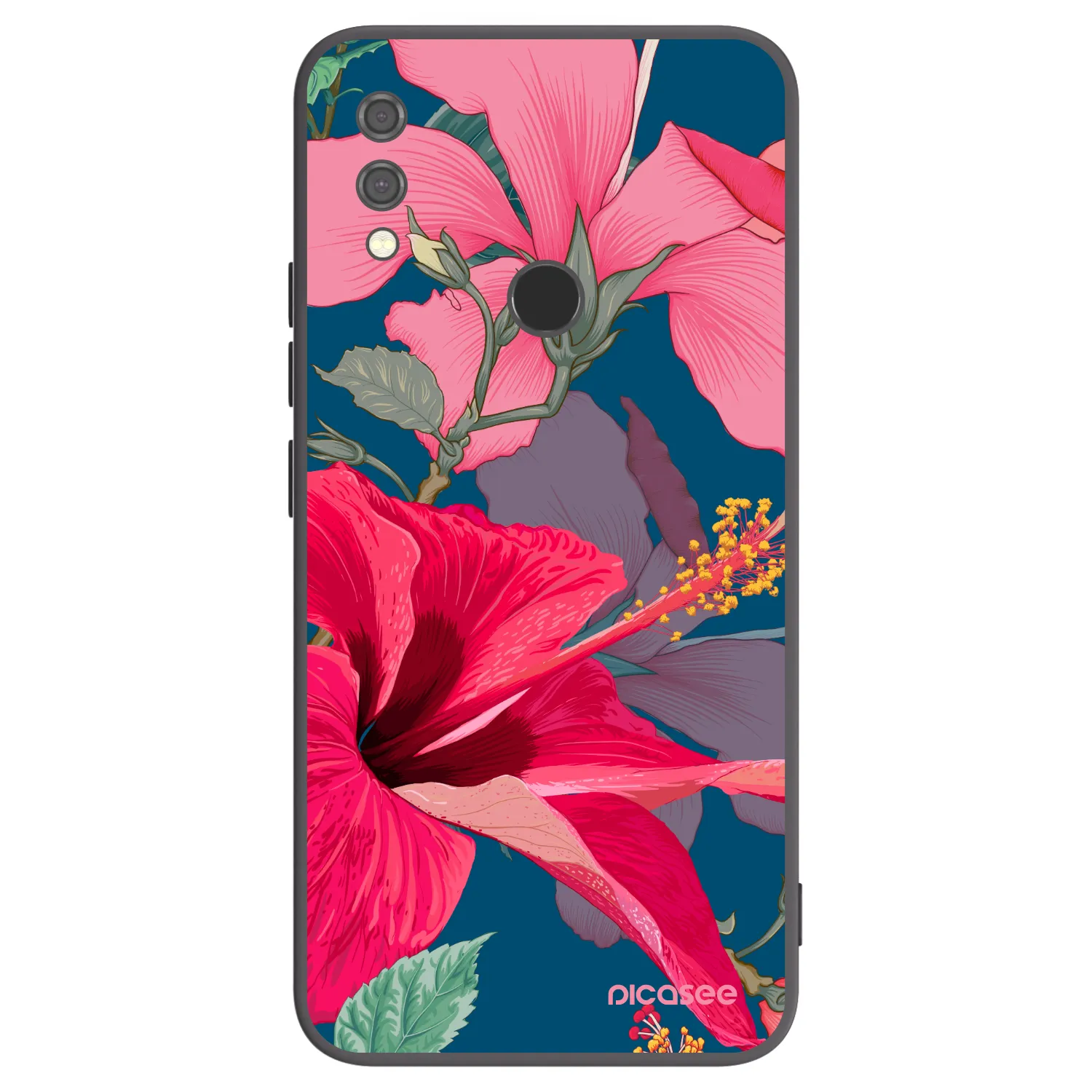 Picasee Xiaomi Redmi Note 7 Hülle - Schwarzes Silikon - Hibiscus