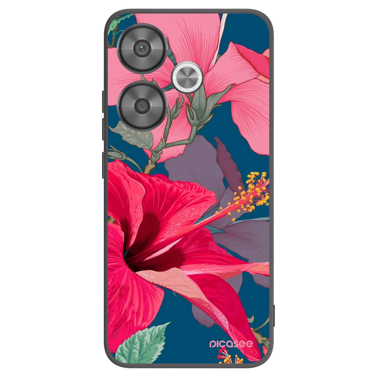 Picasee Xiaomi Poco F6 Hülle - Schwarzes Silikon - Hibiscus