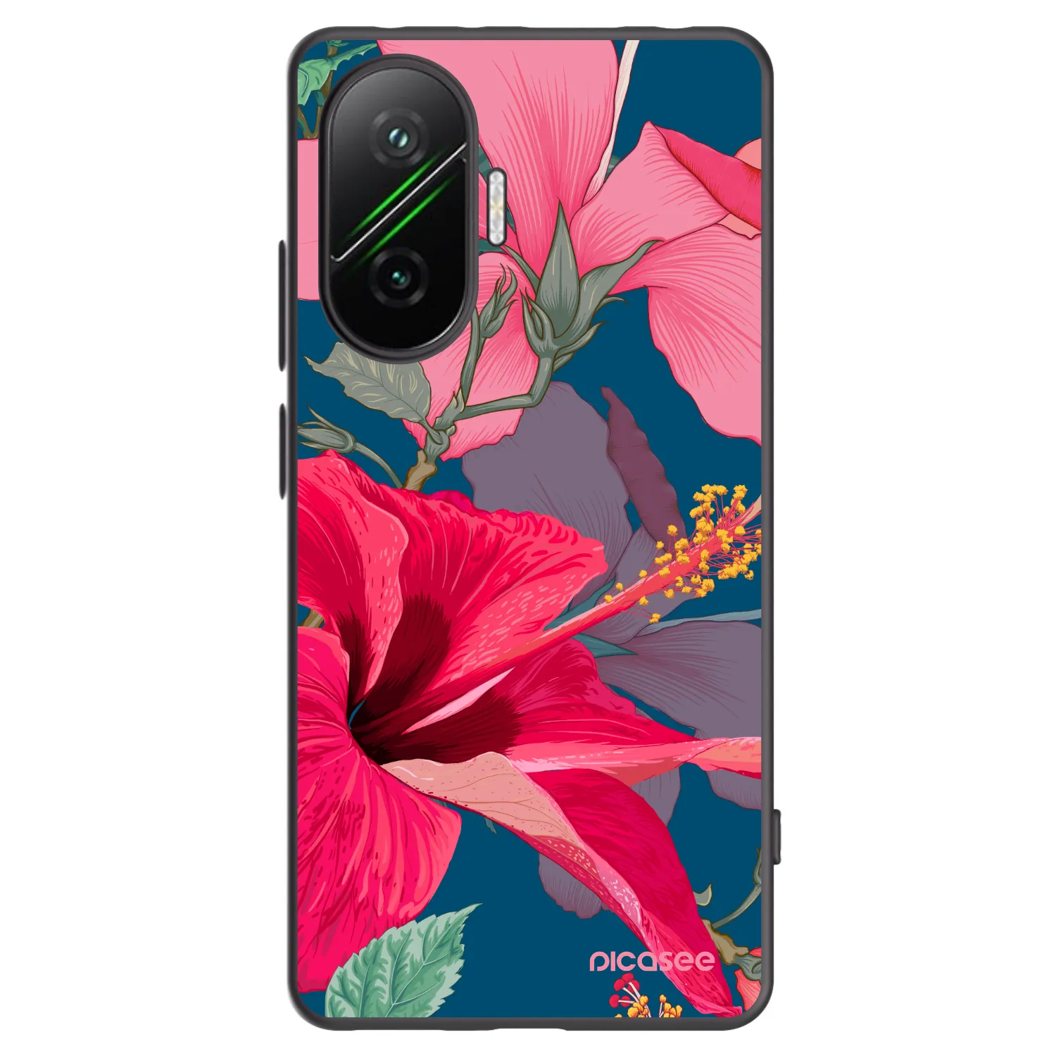 Picasee Xiaomi Poco F7 Pro 5G Hülle - Schwarzes Silikon - Hibiscus