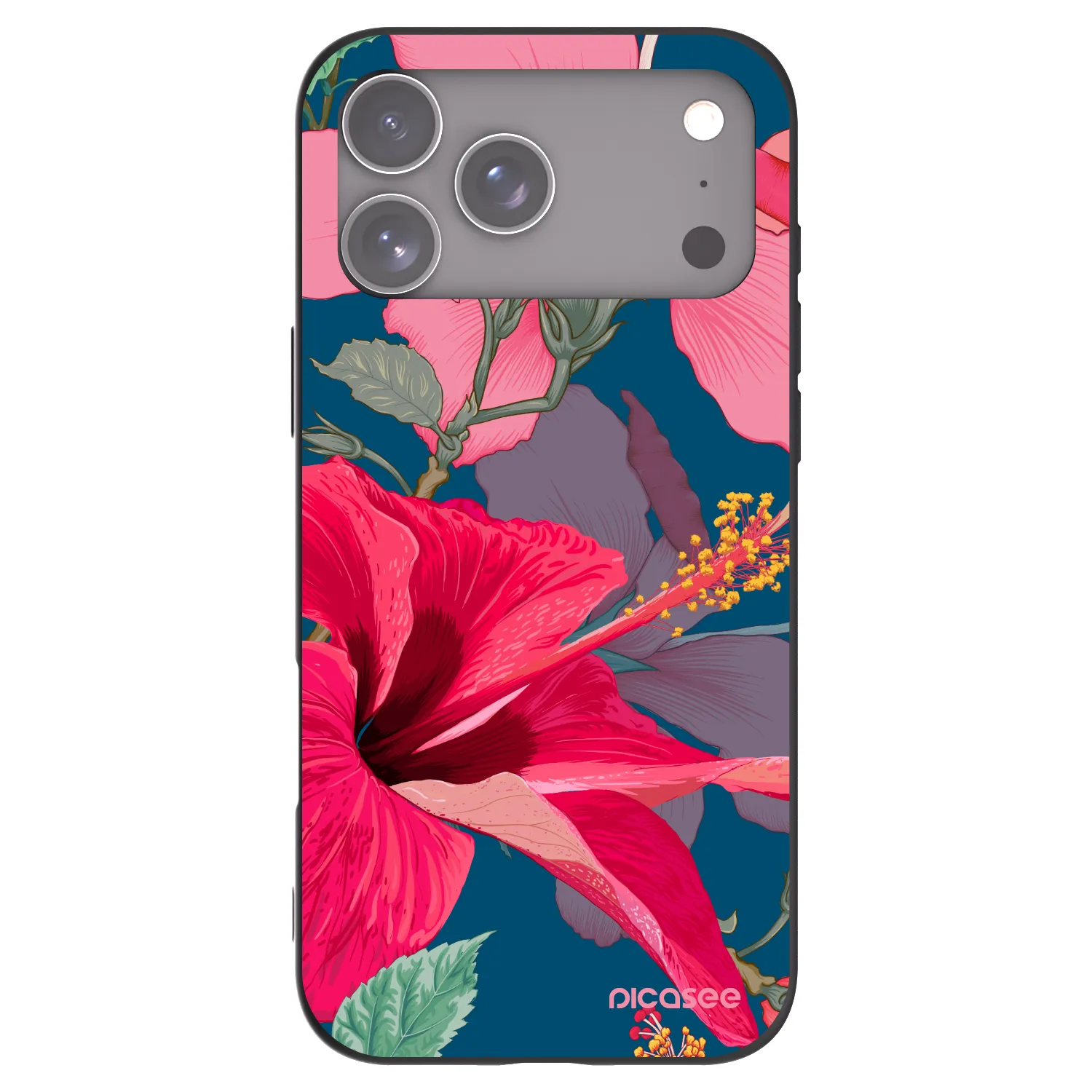 Picasee Apple iPhone 17 Pro Max Hülle - Schwarzes Silikon - Hibiscus