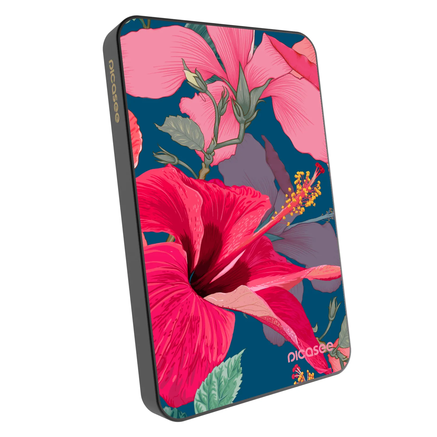 Picasee Powerbank mit MagSafe 5 000 mAh Grau - Hibiscus