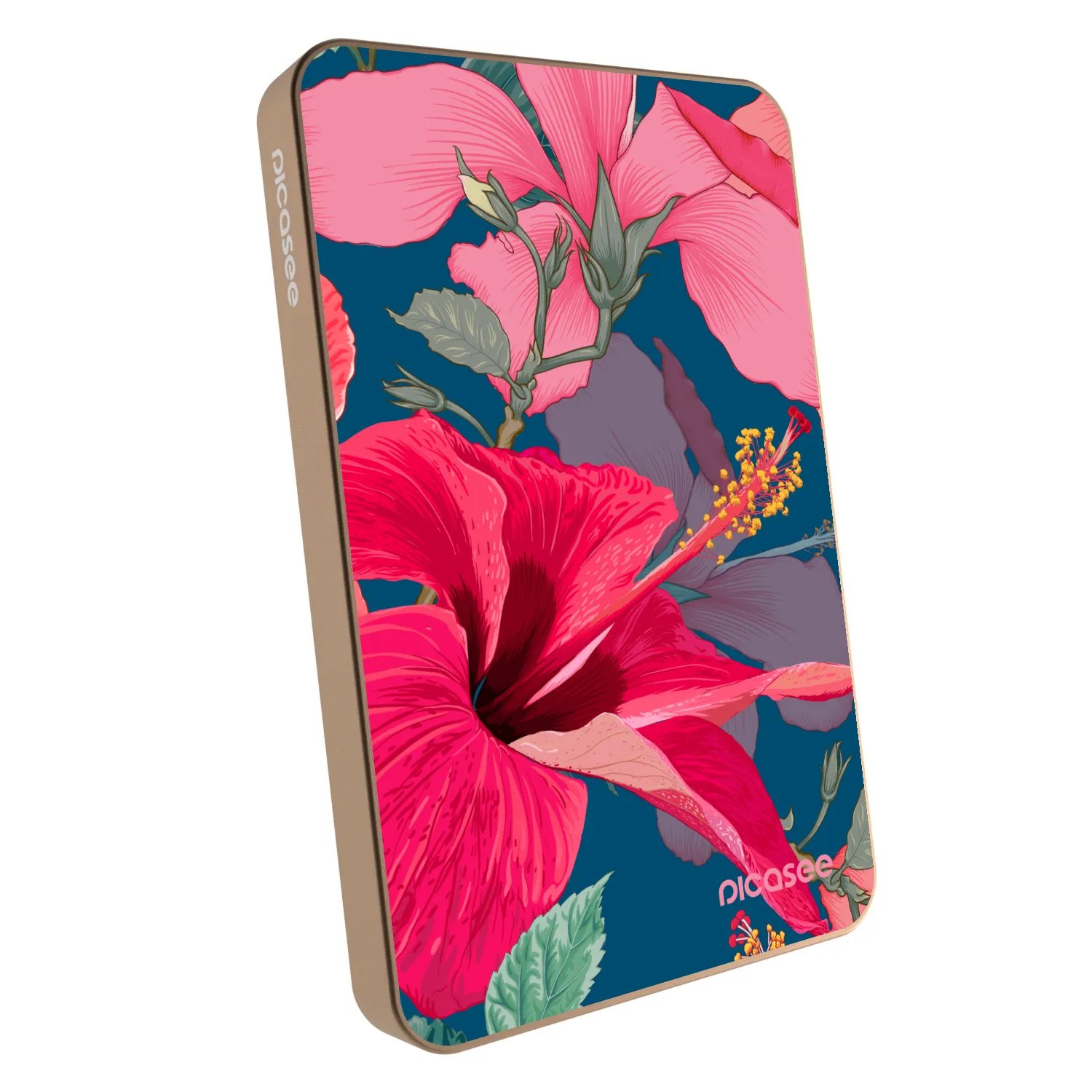 Picasee Powerbank mit MagSafe 5 000 mAh Golden - Hibiscus