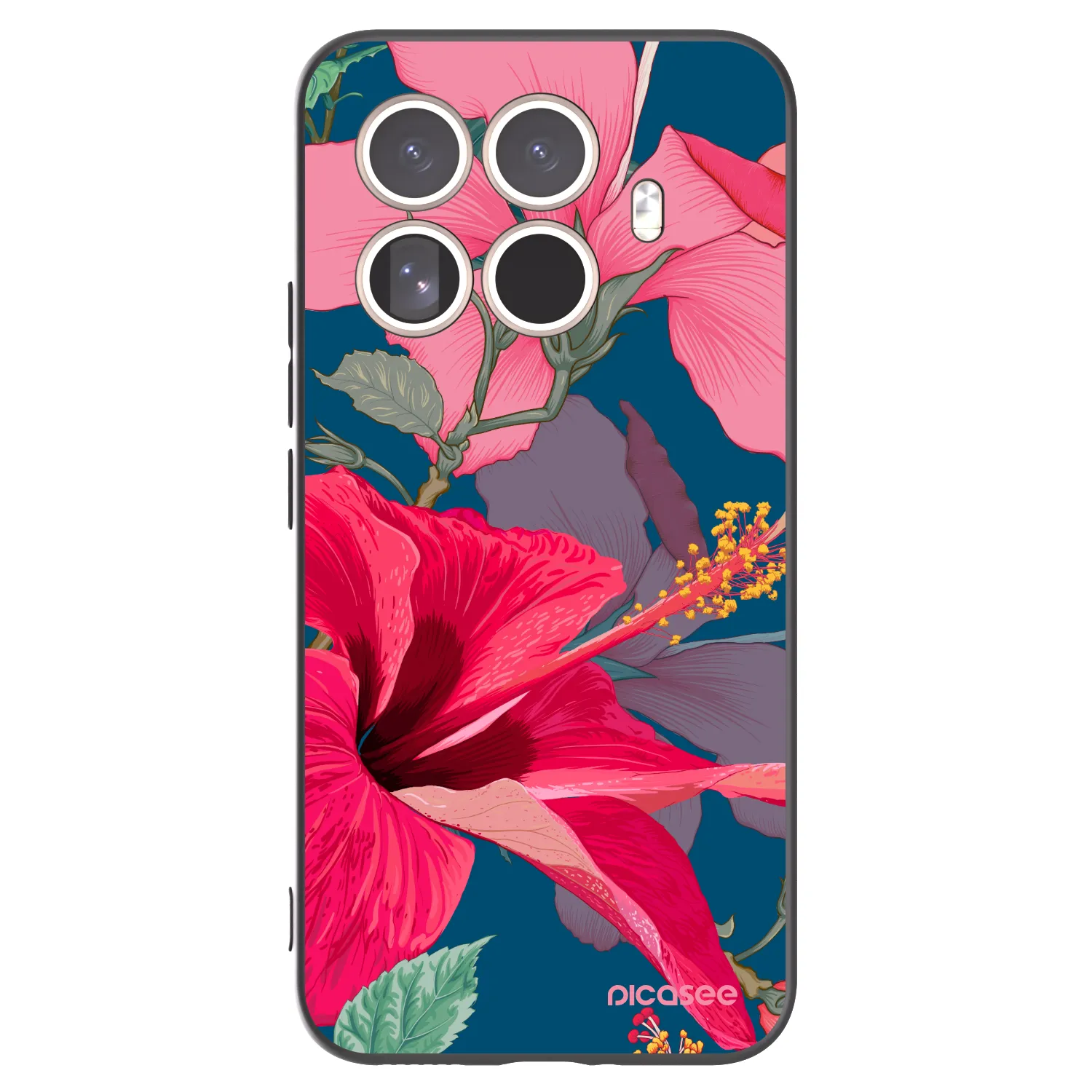 Picasee Xiaomi 15T Pro Hülle - Schwarzes Silikon - Hibiscus