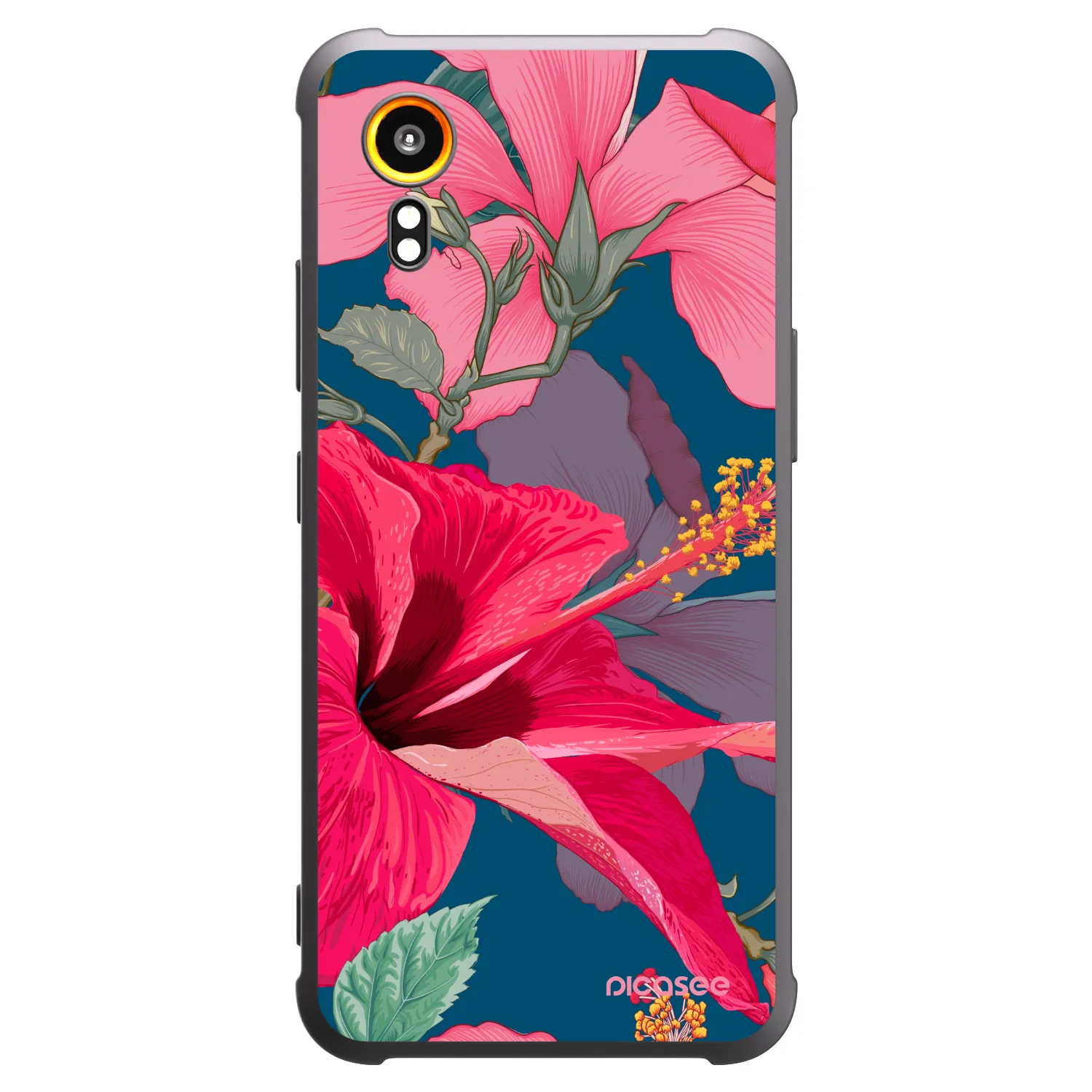 Picasee Samsung Galaxy Xcover 7 Hülle - Schwarzes Silikon - Hibiscus