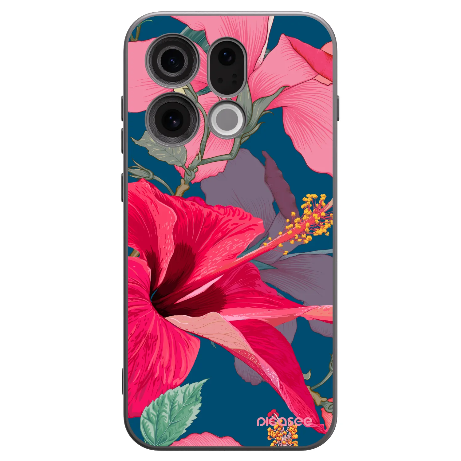 Picasee OPPO Find X9 Hülle - Schwarzes Silikon - Hibiscus