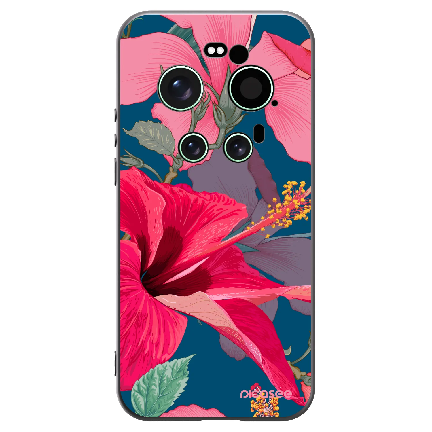Picasee Xiaomi 17 Ultra Hülle - Schwarzes Silikon - Hibiscus