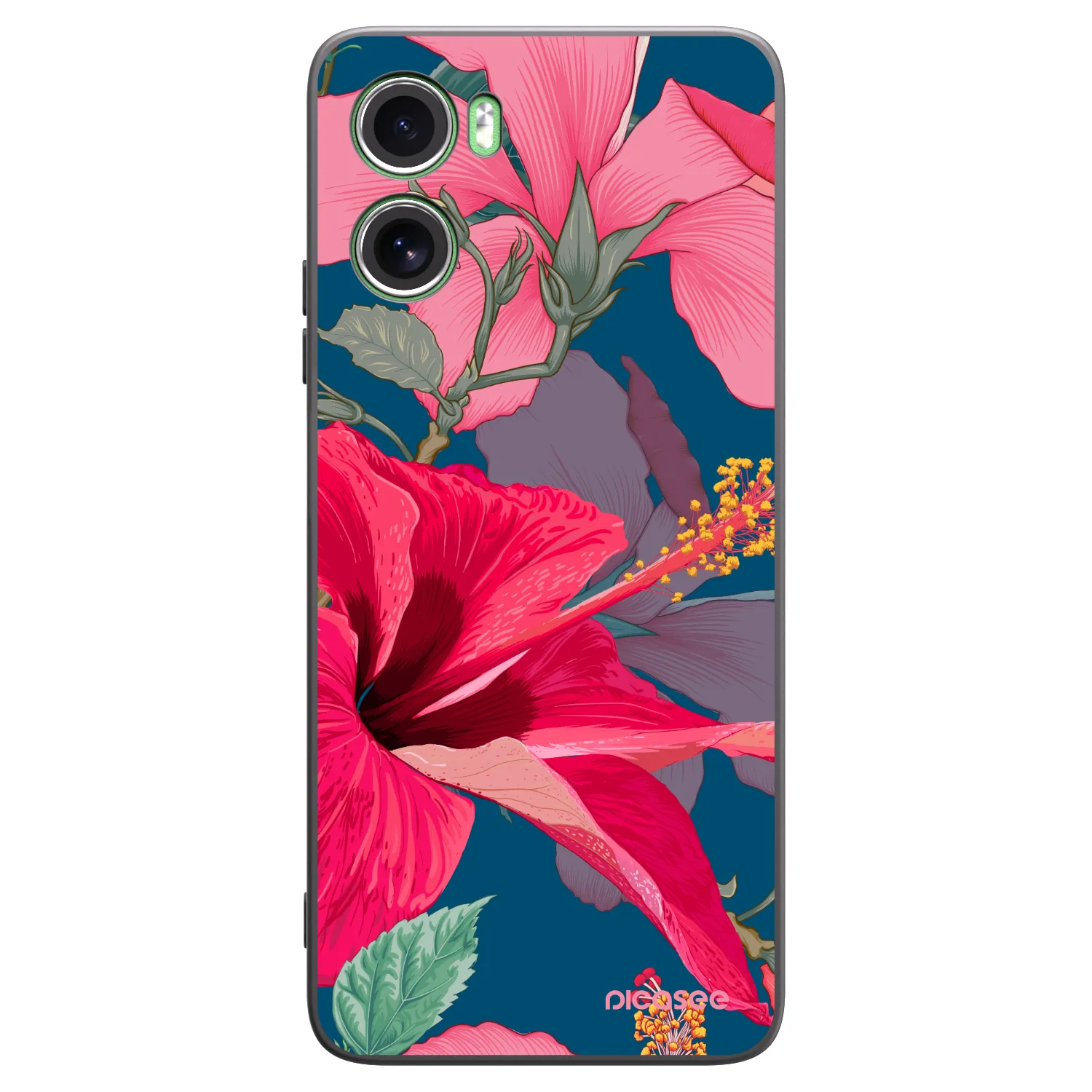 Picasee Motorola Moto G06 Hülle - Schwarzes Silikon - Hibiscus