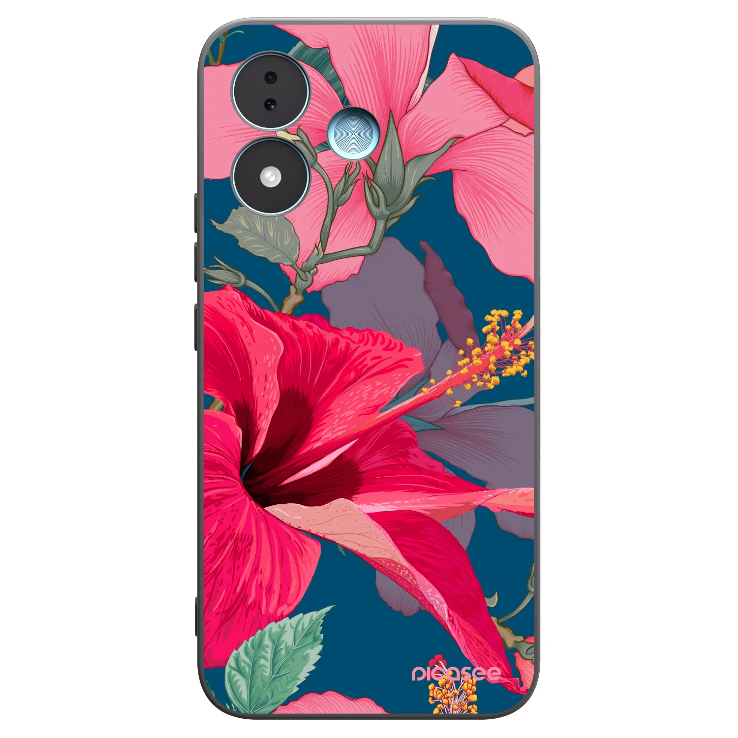 Picasee Xiaomi Redmi Note 17 5G Hülle - Schwarzes Silikon - Hibiscus