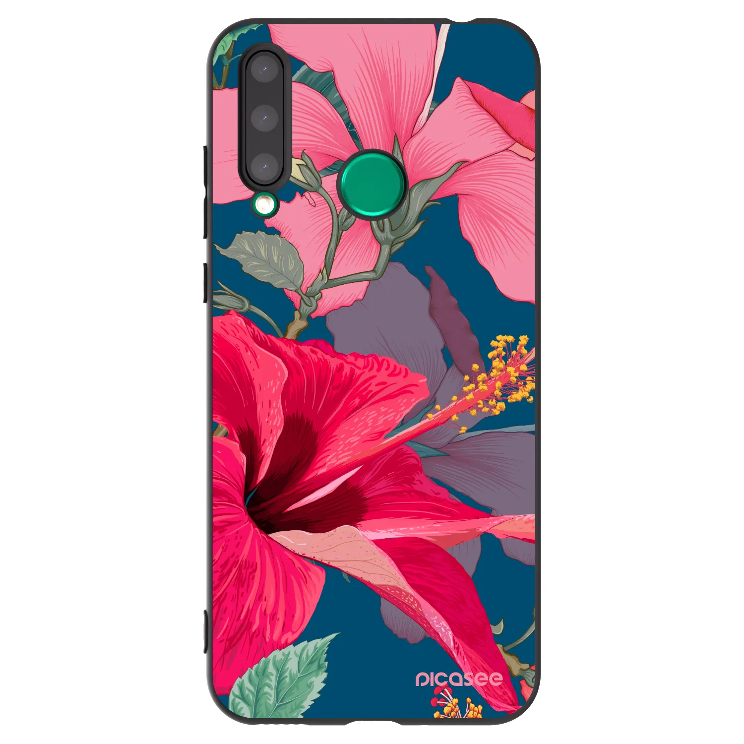 Picasee Honor 20 Lite Hülle - Schwarzes Silikon - Hibiscus
