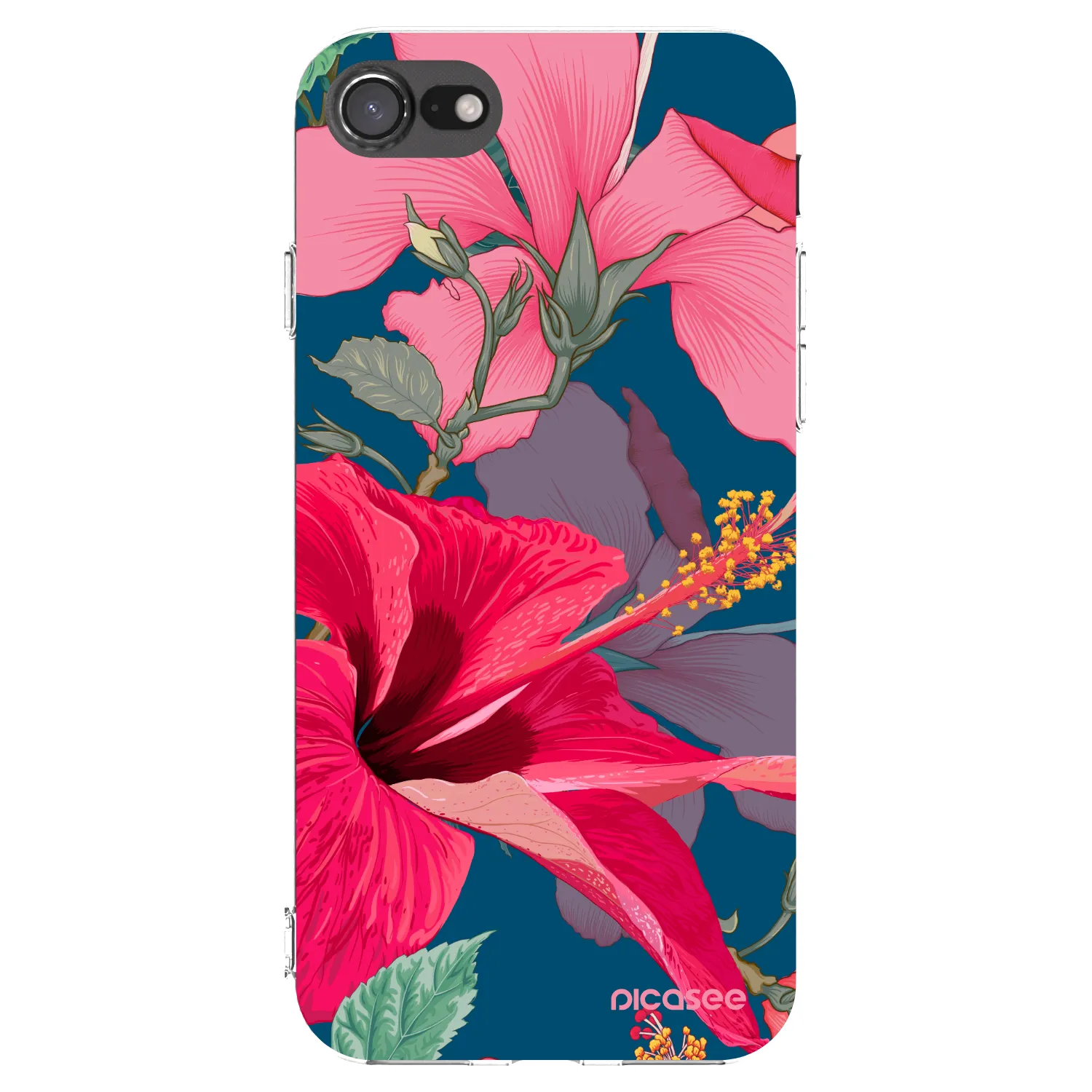 Picasee Apple iPhone 8 Hülle - Transparentes Silikon - Hibiscus