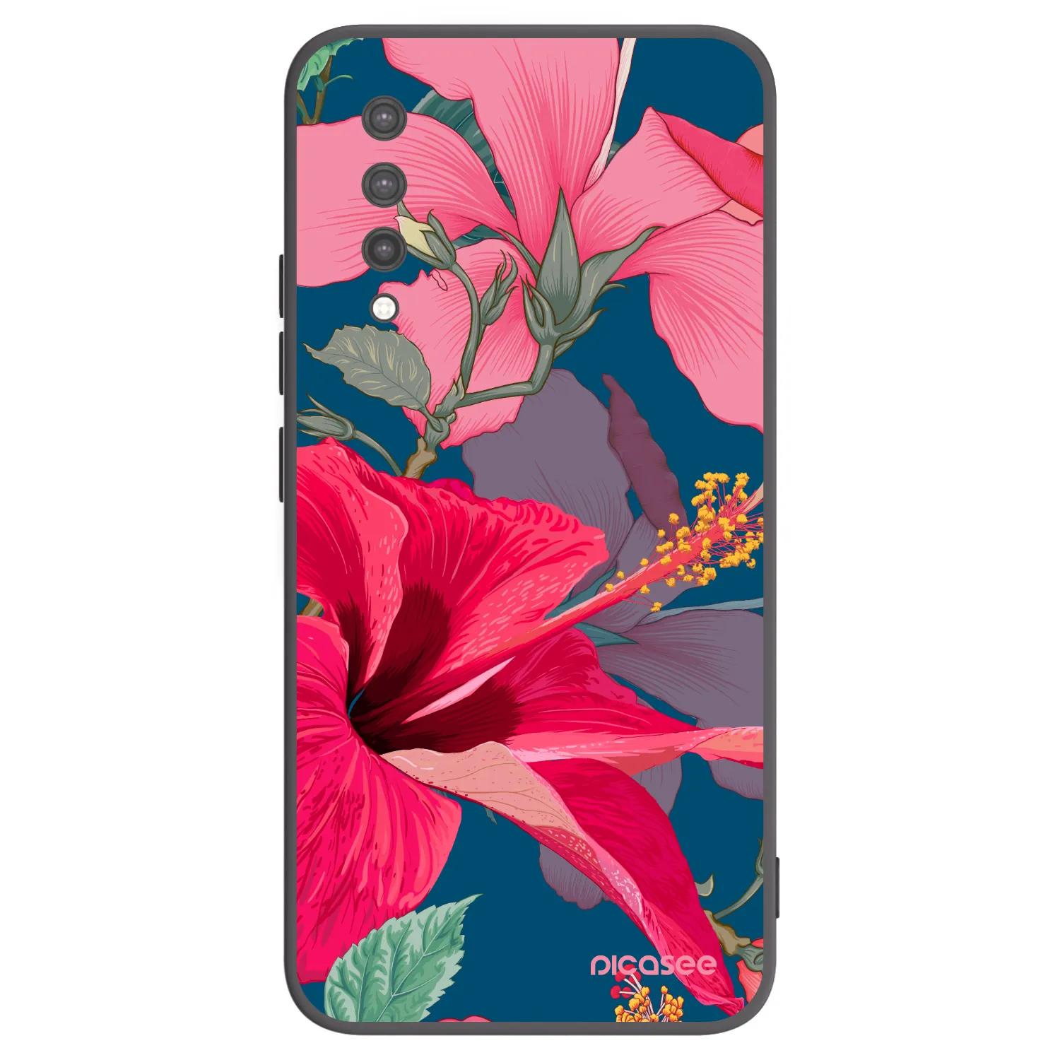 Picasee Xiaomi Mi 9 Lite Hülle - Schwarzes Silikon - Hibiscus