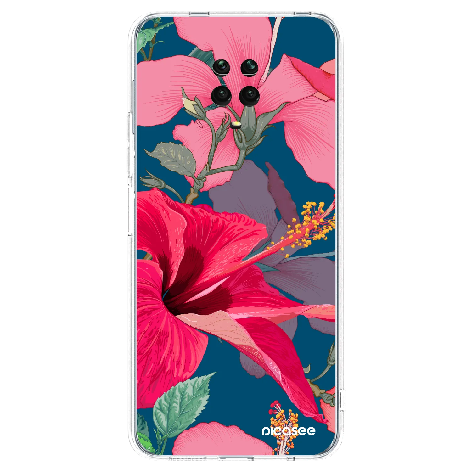 Picasee Xiaomi Redmi Note 9S Hülle - Transparentes Silikon - Hibiscus