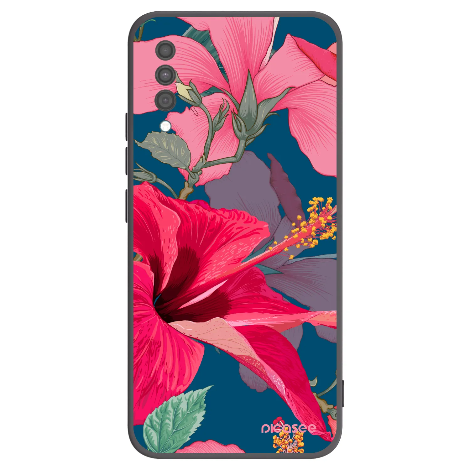 Picasee Samsung Galaxy A30s A307F Hülle - Schwarzes Silikon - Hibiscus