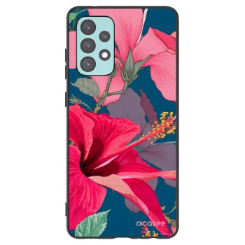 Picasee Samsung Galaxy A72 A725F Hülle - Schwarzes Silikon - Hibiscus